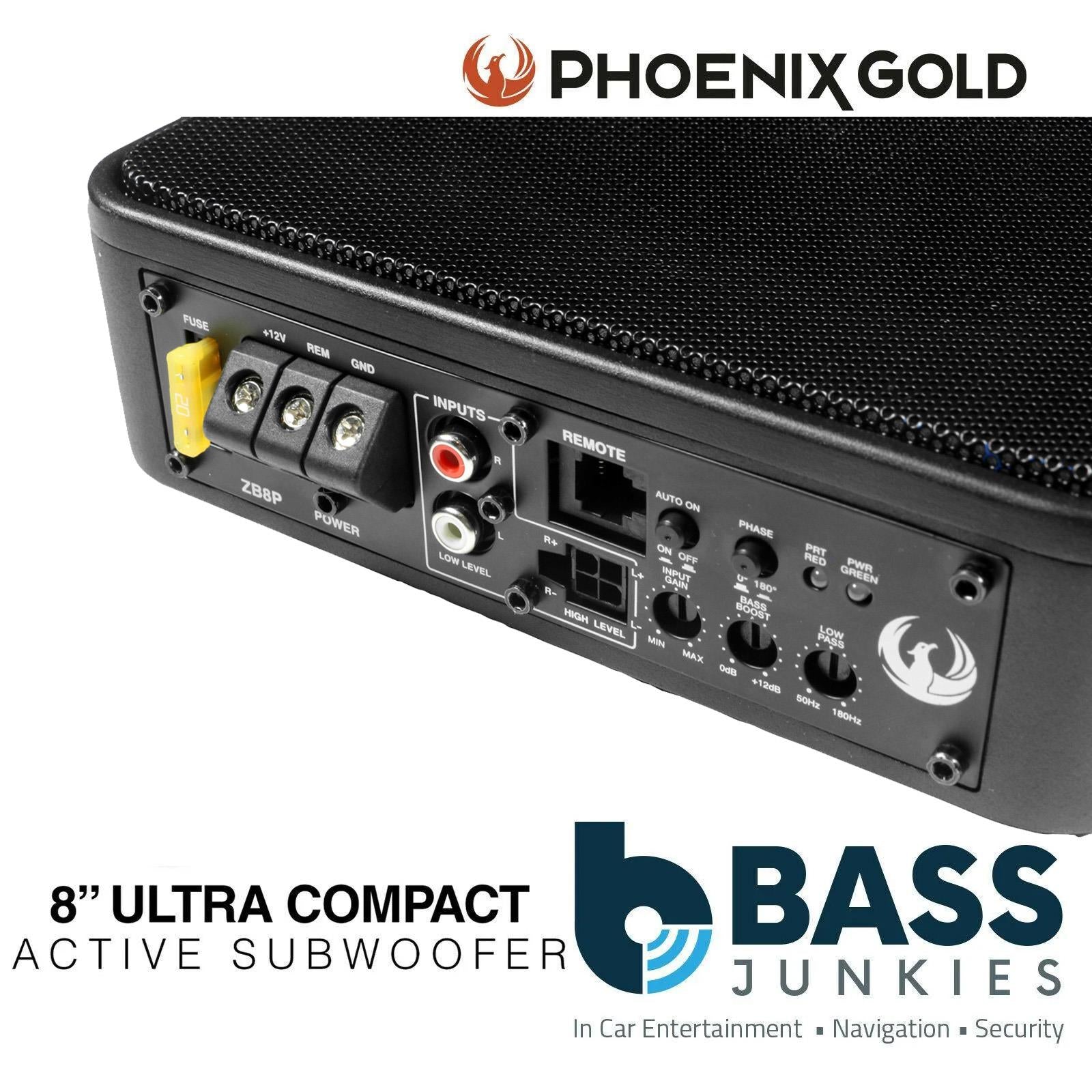 Phoenix Gold ZB8P 600 Watts 8″ Ultra Slim Compact Active Car Underseat Sub Subwoofer