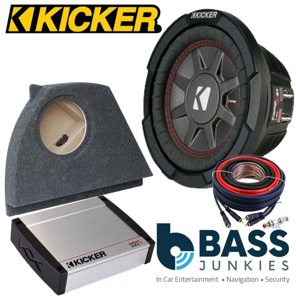 Ford Focus MK1 1998-2005 Kicker CWRT102 - CompRT 10" 25cm 800 Watts Car Subwoofer Custom Bass Box Kit & Kicker KX800.1 800 Watts Monoblock Class D Car Amplifier