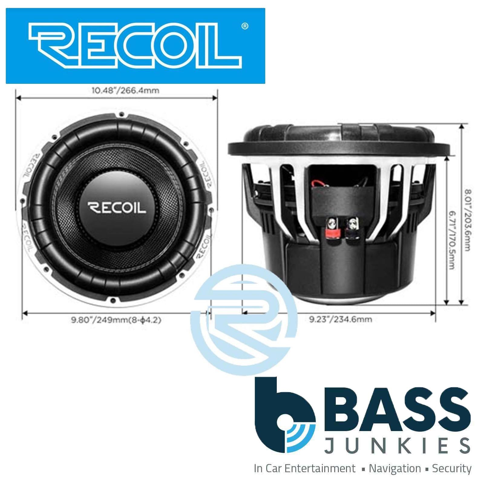 Recoil SW10D4 -   2000 Watts  Peak 10" Inch 25cm Dual 4-Ohm Car Sub Subwoofer