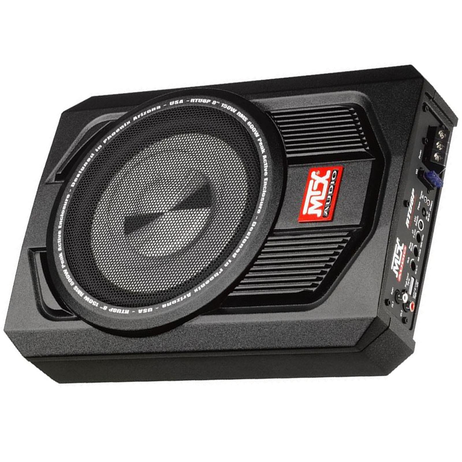 MTX RTU8P - 600 Watts 8" 20cm Active Amplified Car Under Seat Slim Fit Subwoofer
