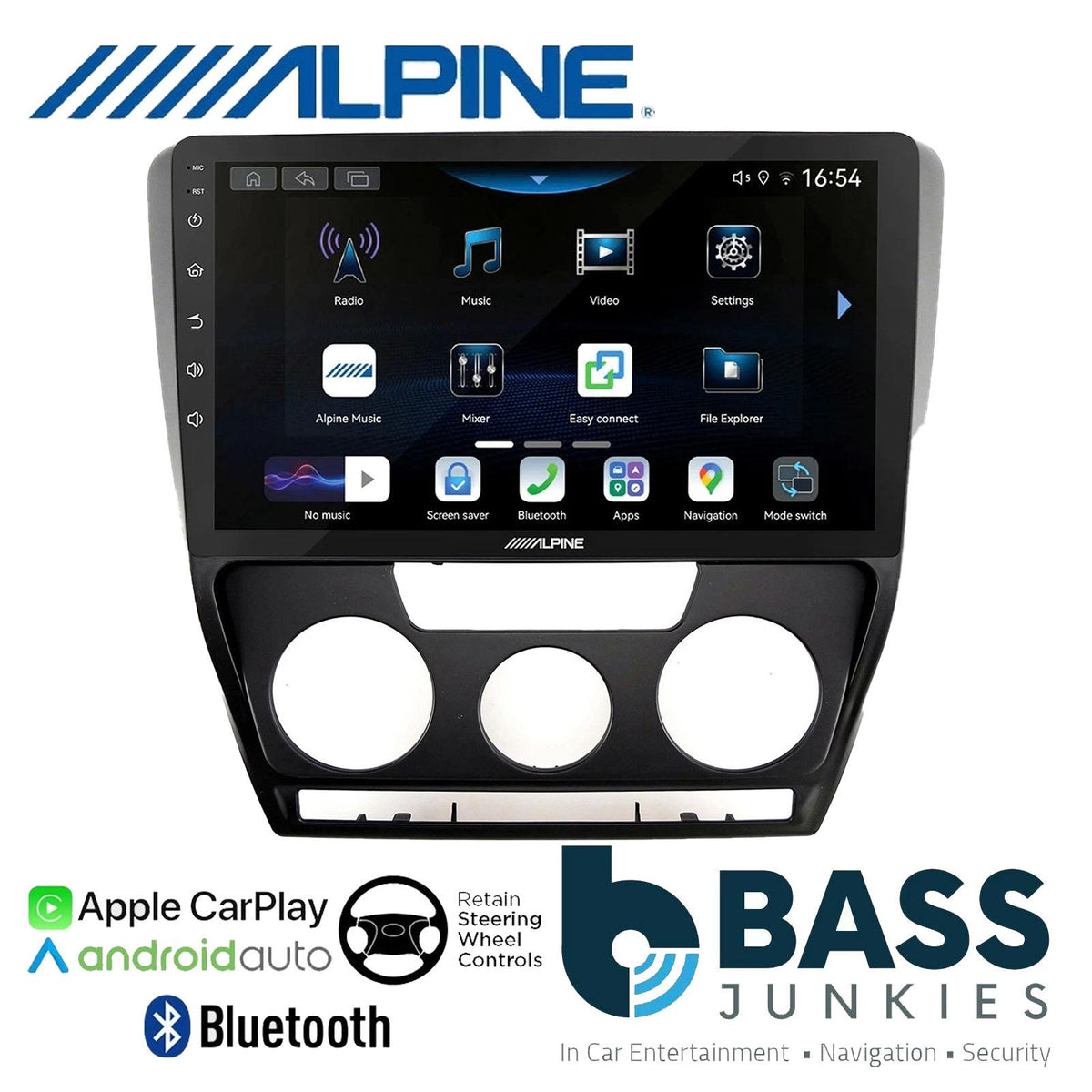 Alpine 9" CarPlay Android Car Stereo Kit For Skoda Octavia Black 2004 - 2014