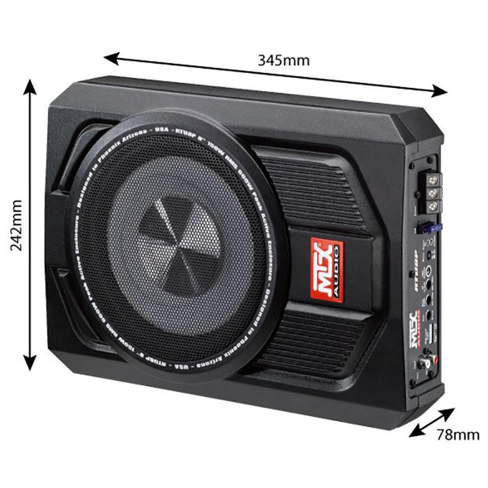 MTX RTU8P - 600 Watts 8" 20cm Active Amplified Car Under Seat Slim Fit Subwoofer
