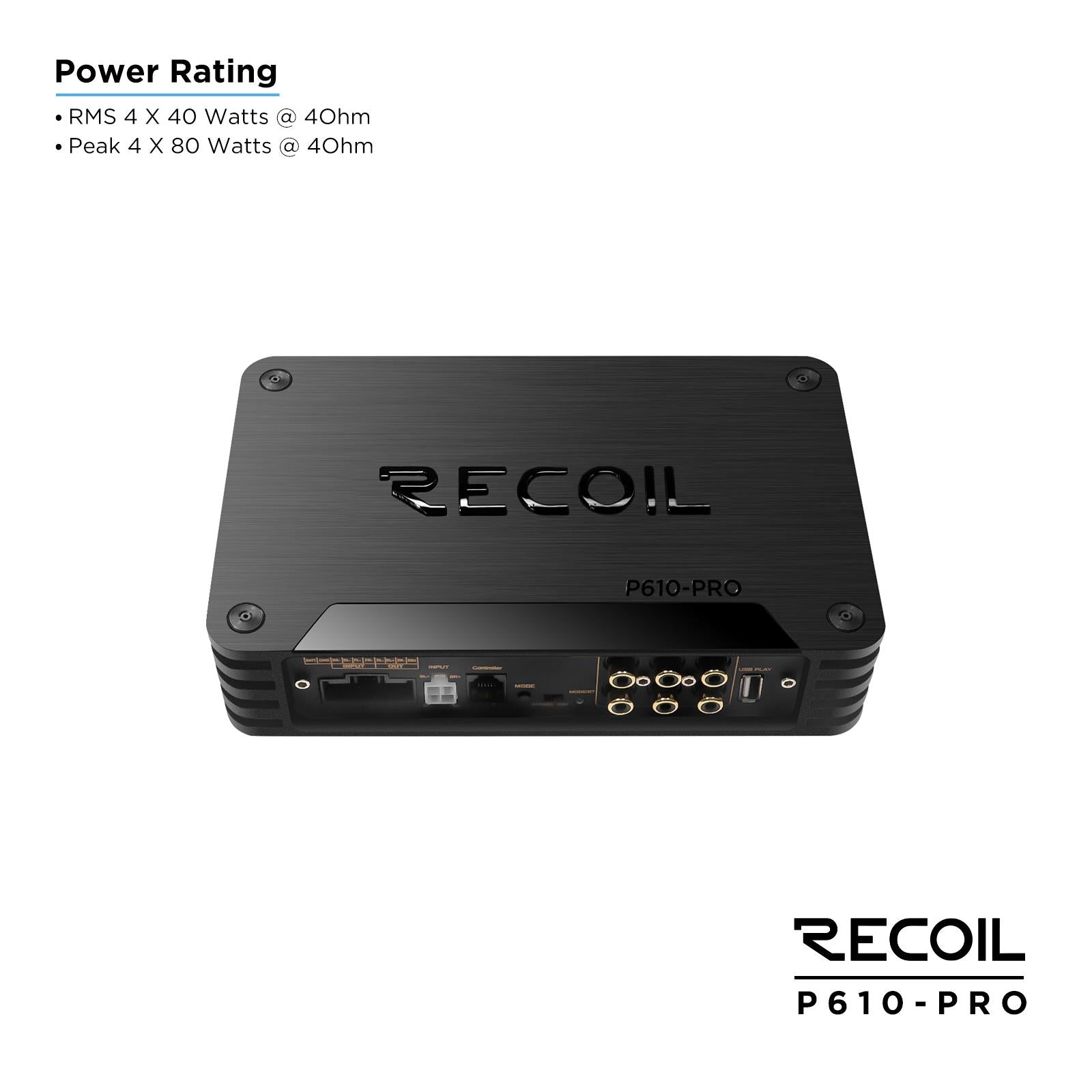 Recoil P610-PRO - 10 Channel DSP 6-In/10-Out Car Amplifier & Bluetooth Streaming