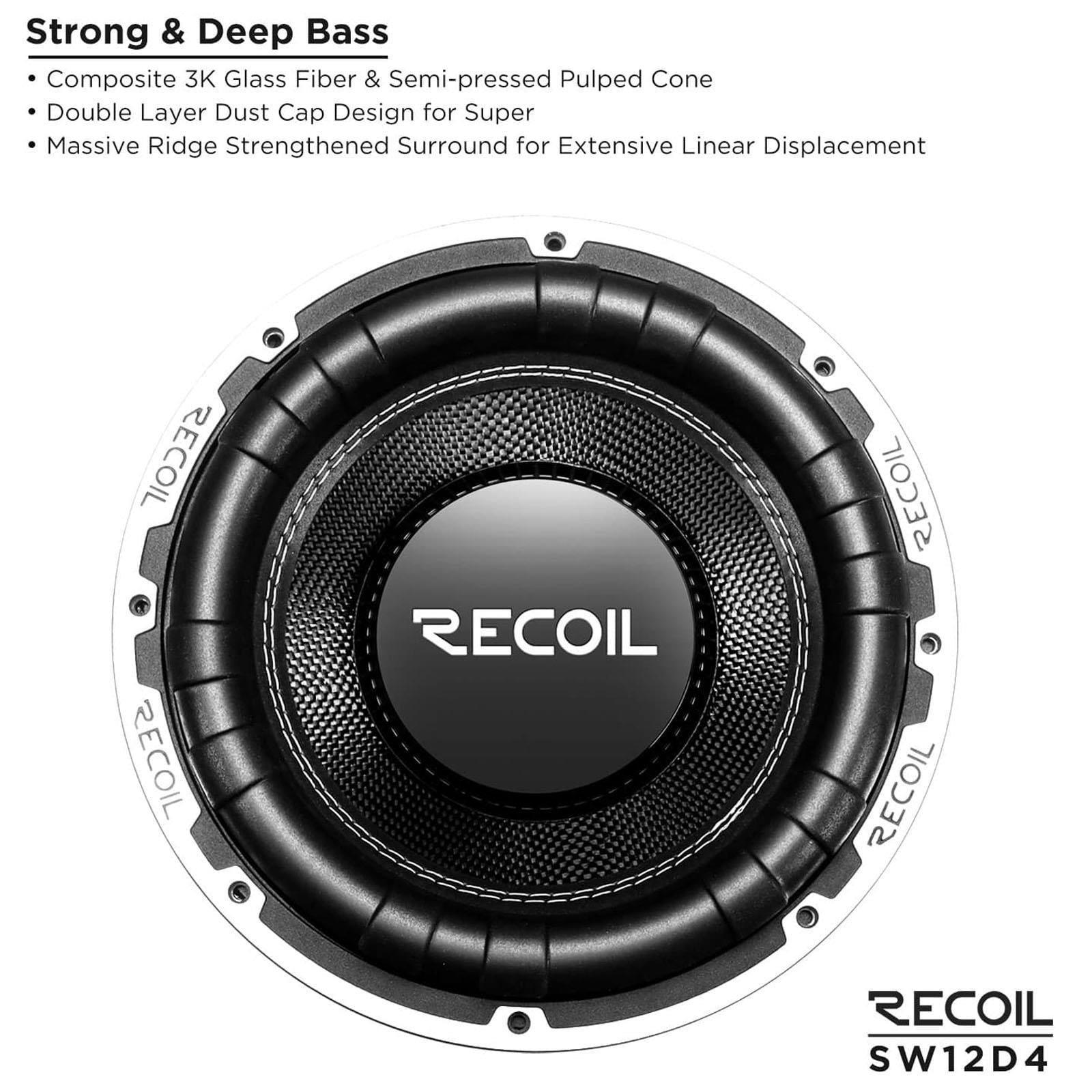 Recoil SW12D4 -   2000 Watts  Peak 12" Inch 30cm Dual 4-Ohm Car Sub Subwoofer