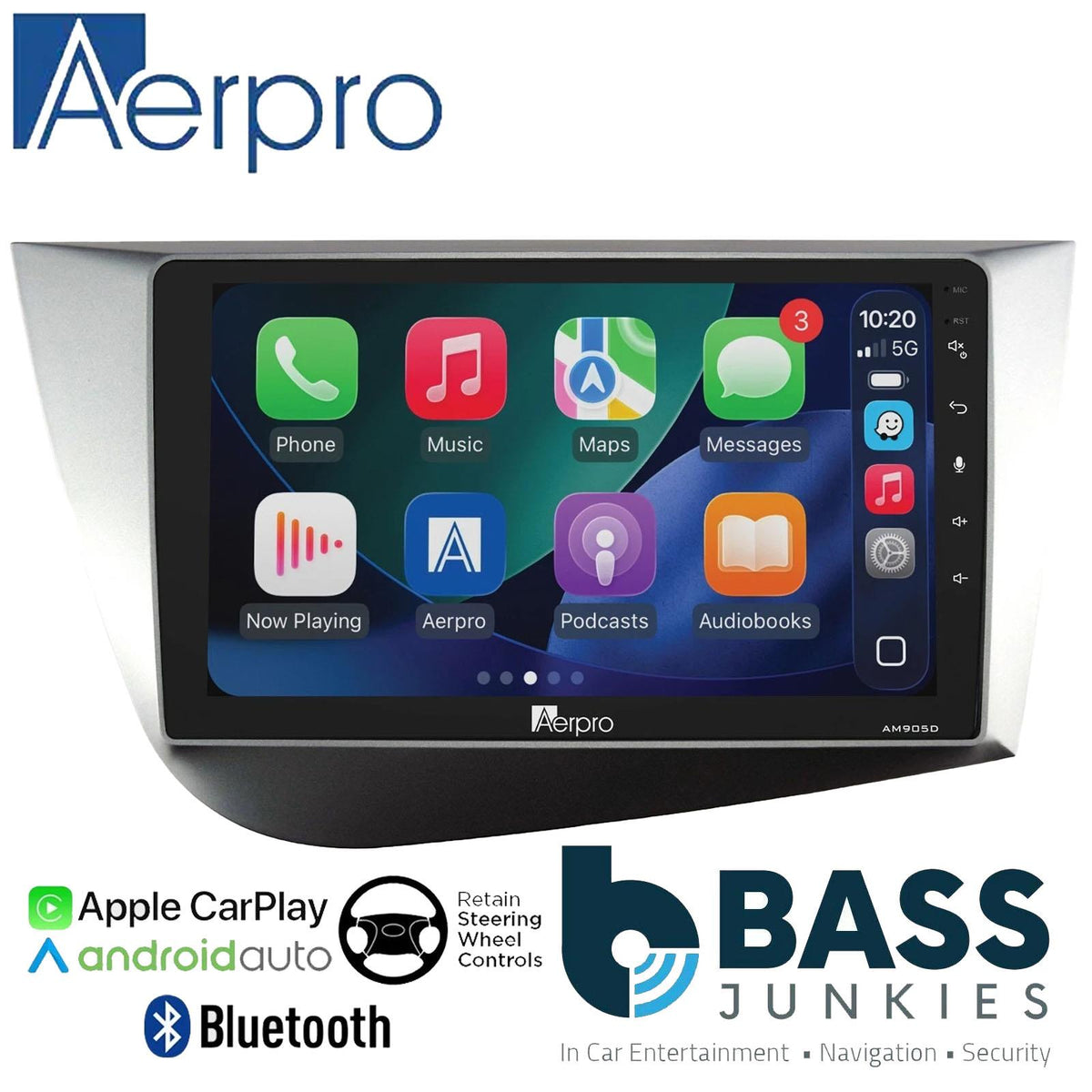 Aerpro 9" DAB CarPlay Android Car Stereo Fitting Kit For Seat Leon RHD 2005-12