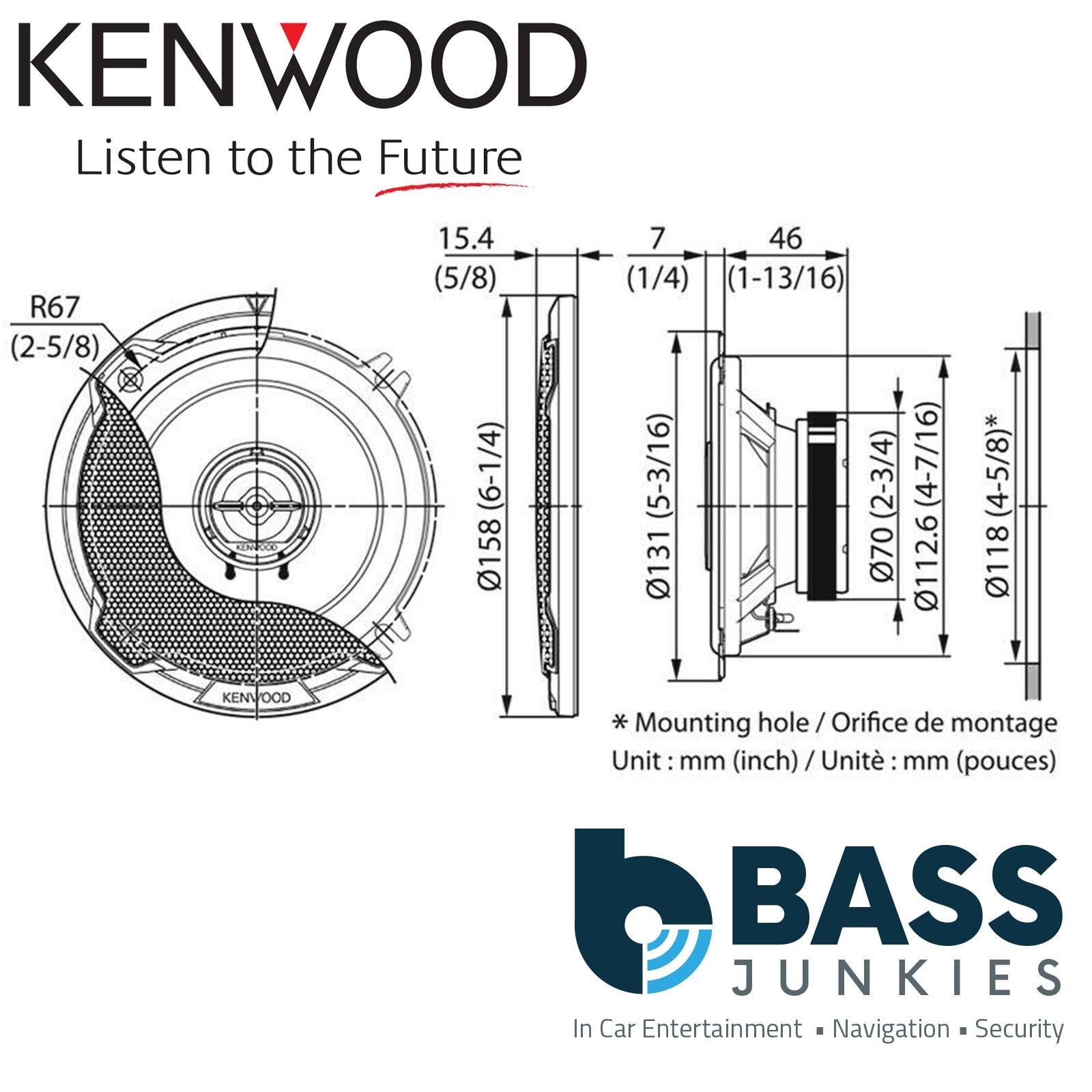 Kenwood KFC-PS1396 Car Stereo 13CM 5.25" Inch 640 Watts Door 2-Way Speakers