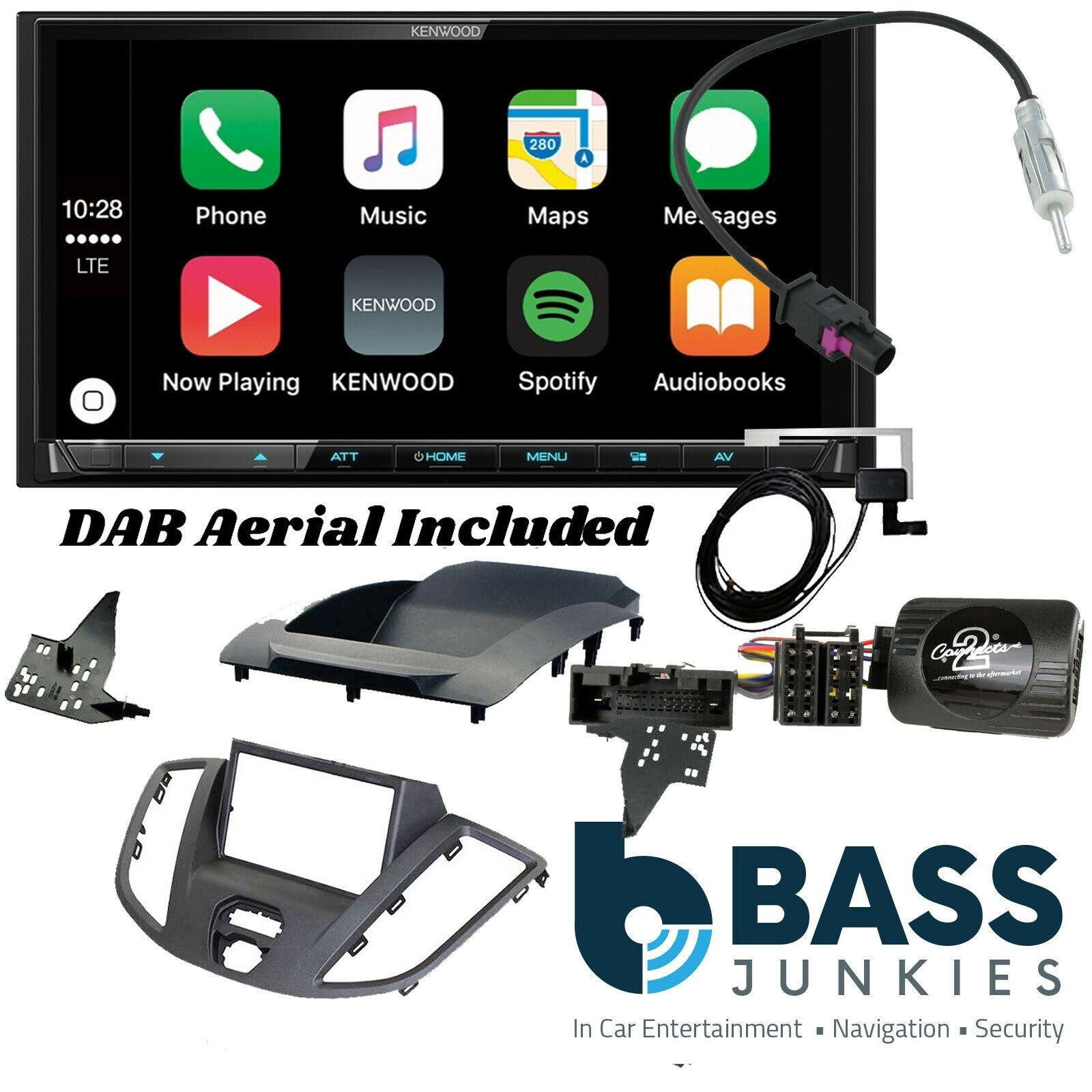 Kenwood DMX-8021DABS Ford Transit V363 2015-21 Fascia Steering Wheel Fitting Kit