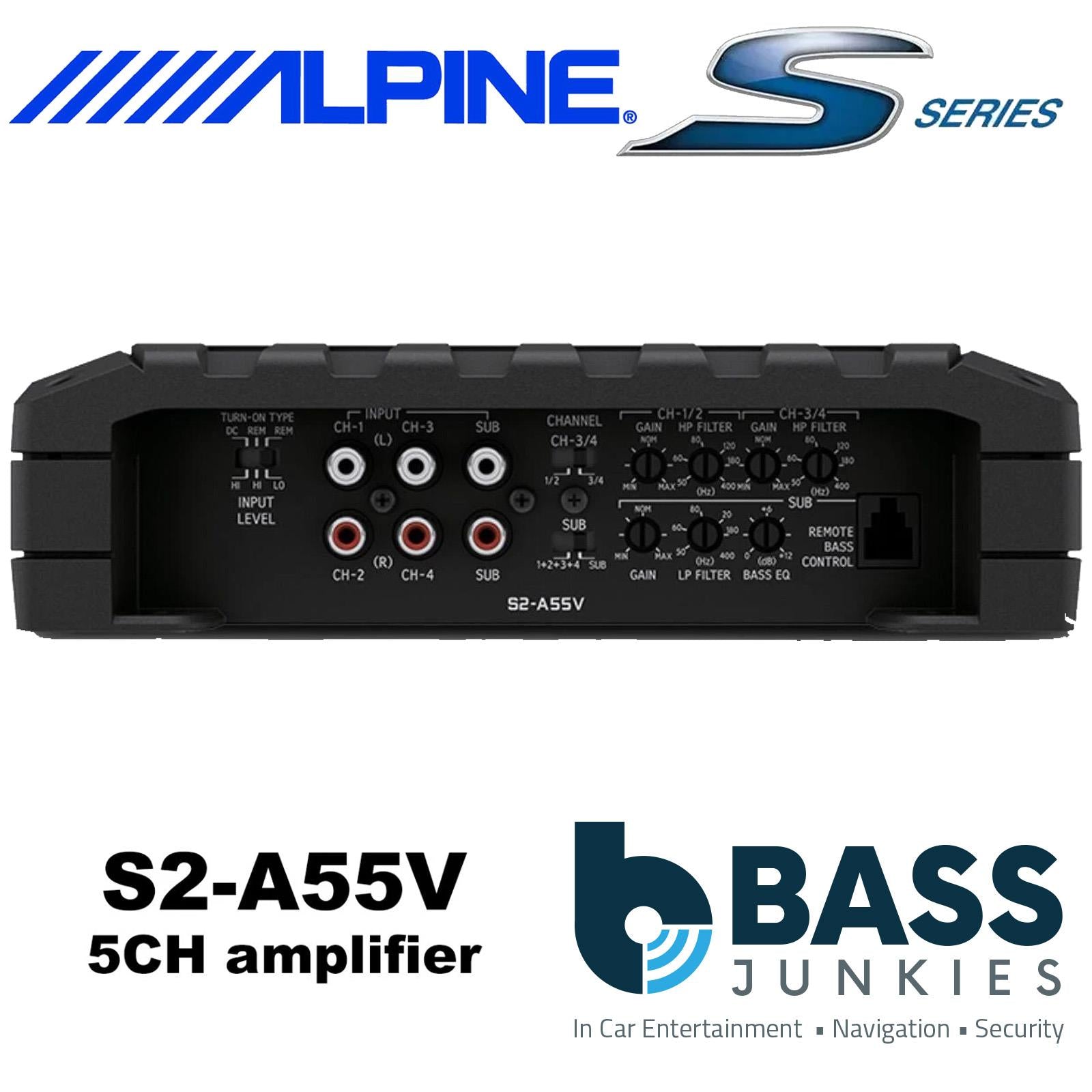 Alpine S2-A55V - 540 Watts 5 Channel Class D Car Speaker & Subwoofer Car Amplifier