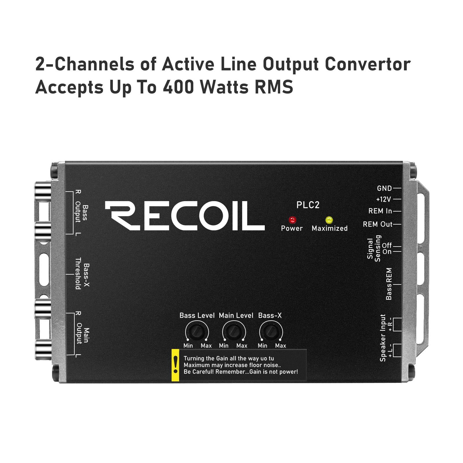 Recoil PLOC2 - 2-Channel Line Output Converter & Bass Boost Voltmeter Remote