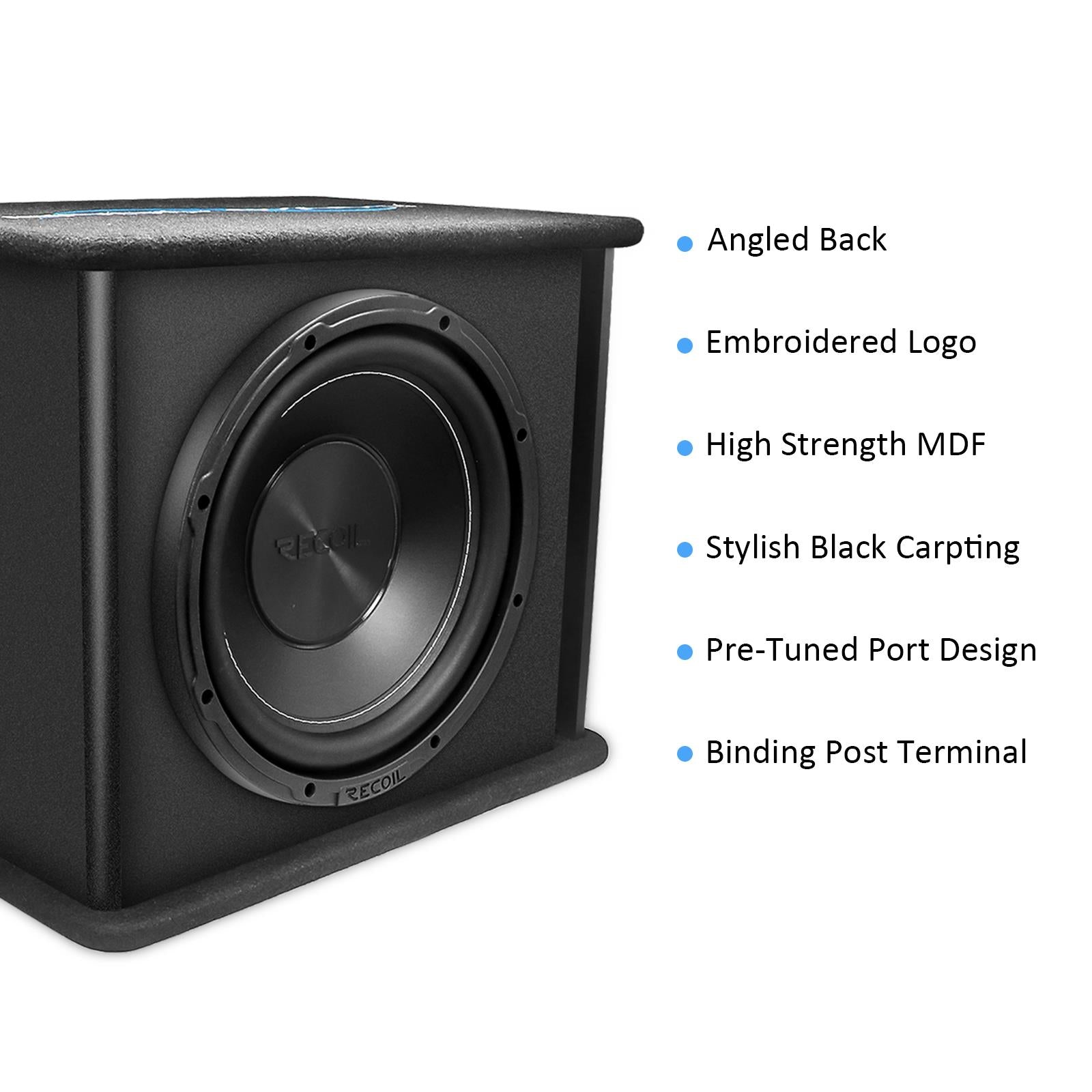 Recoil RS10 - 10" 500 Watts Vented Passive Car Subwoofer Bass Box Enclosure