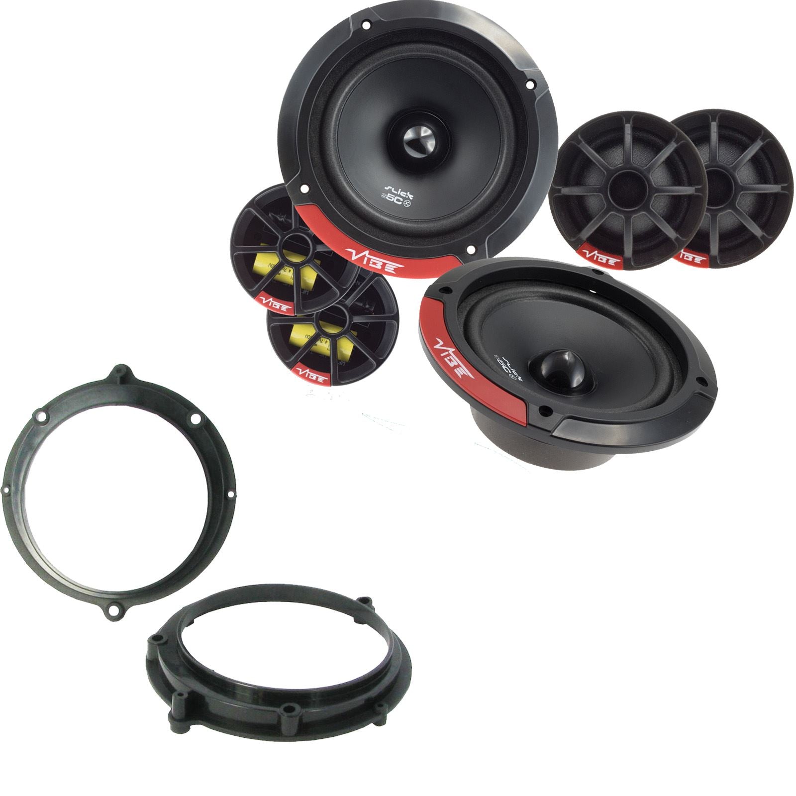 Vibe SLICK5C-V7 2-Way 130mm/13cm/5.25" Component Speakers (Per Pair 480 Watts) Fits Audi A4 1994-00