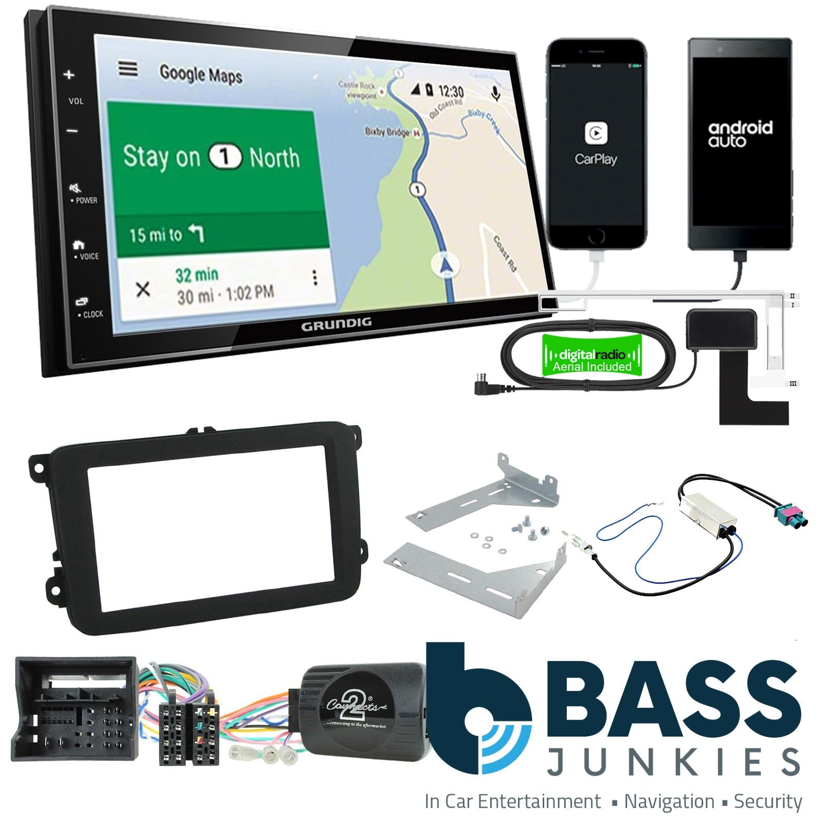 Grundig GX-3800 Double Din + Fitting Kit - to fit VW Transporter T6 2015-