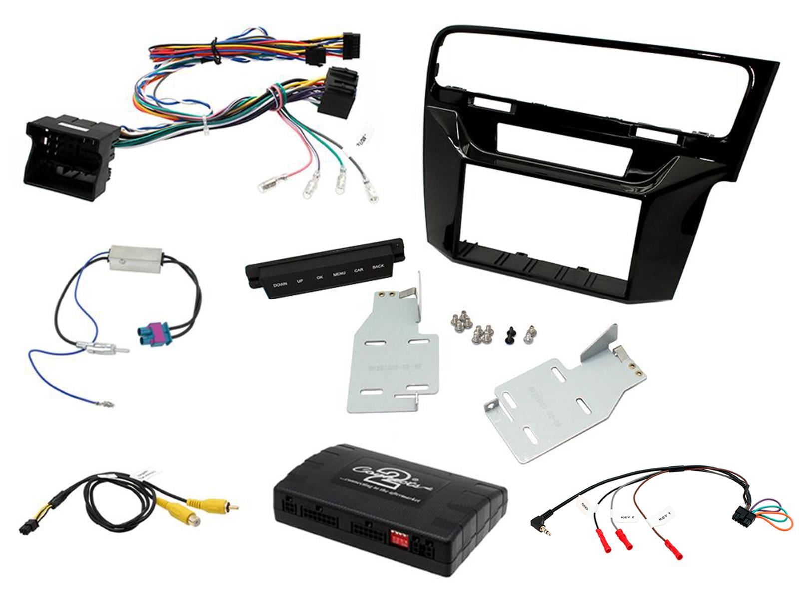 Grundig 6.8" Apple Android Double Din Stereo Fitting Kit + Steering Wheel Stalk Controls to fit VW Golf 2012-18