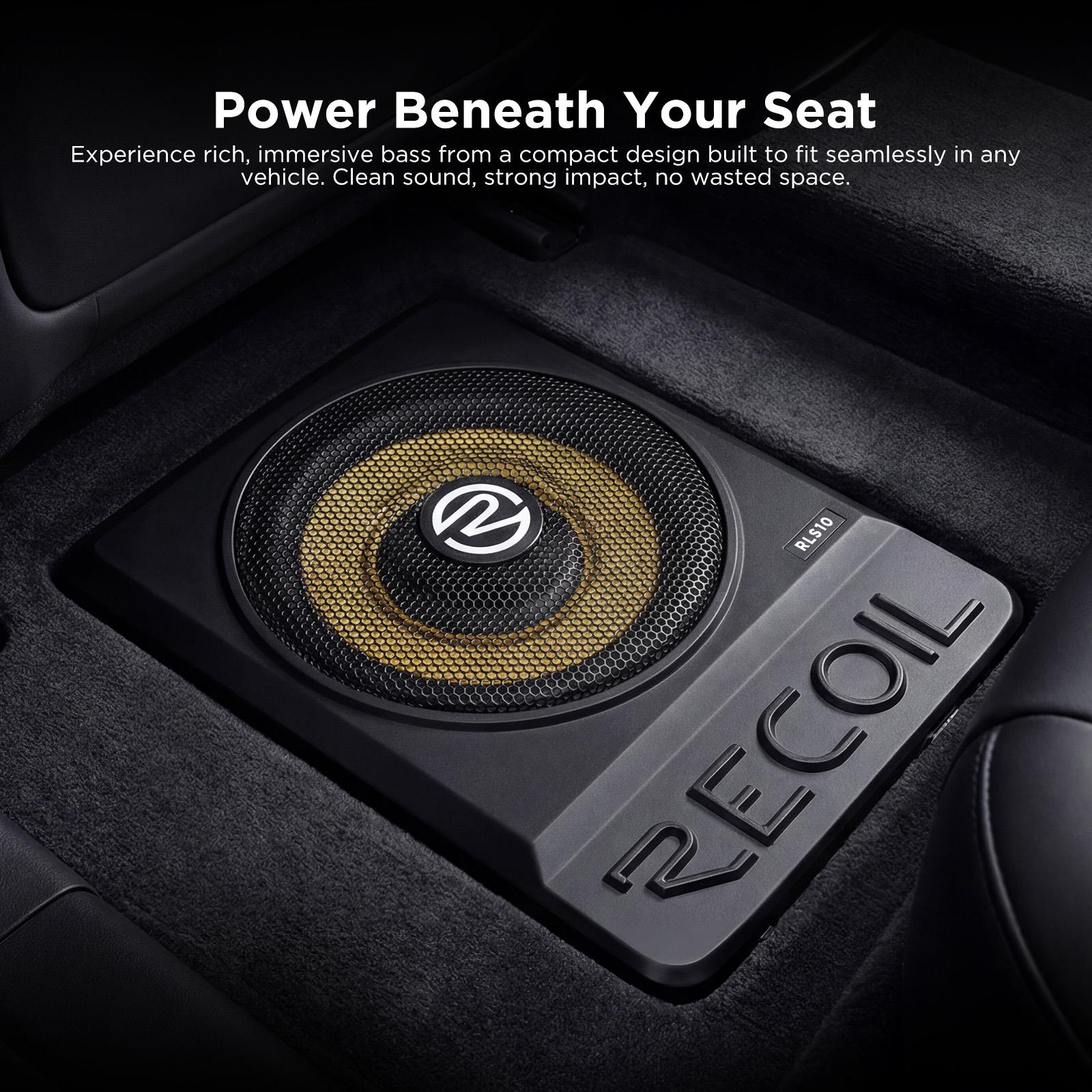Recoil RLS10 - 500 Watts 10" Underseat Amplified Car Subwoofer & Bass Controller