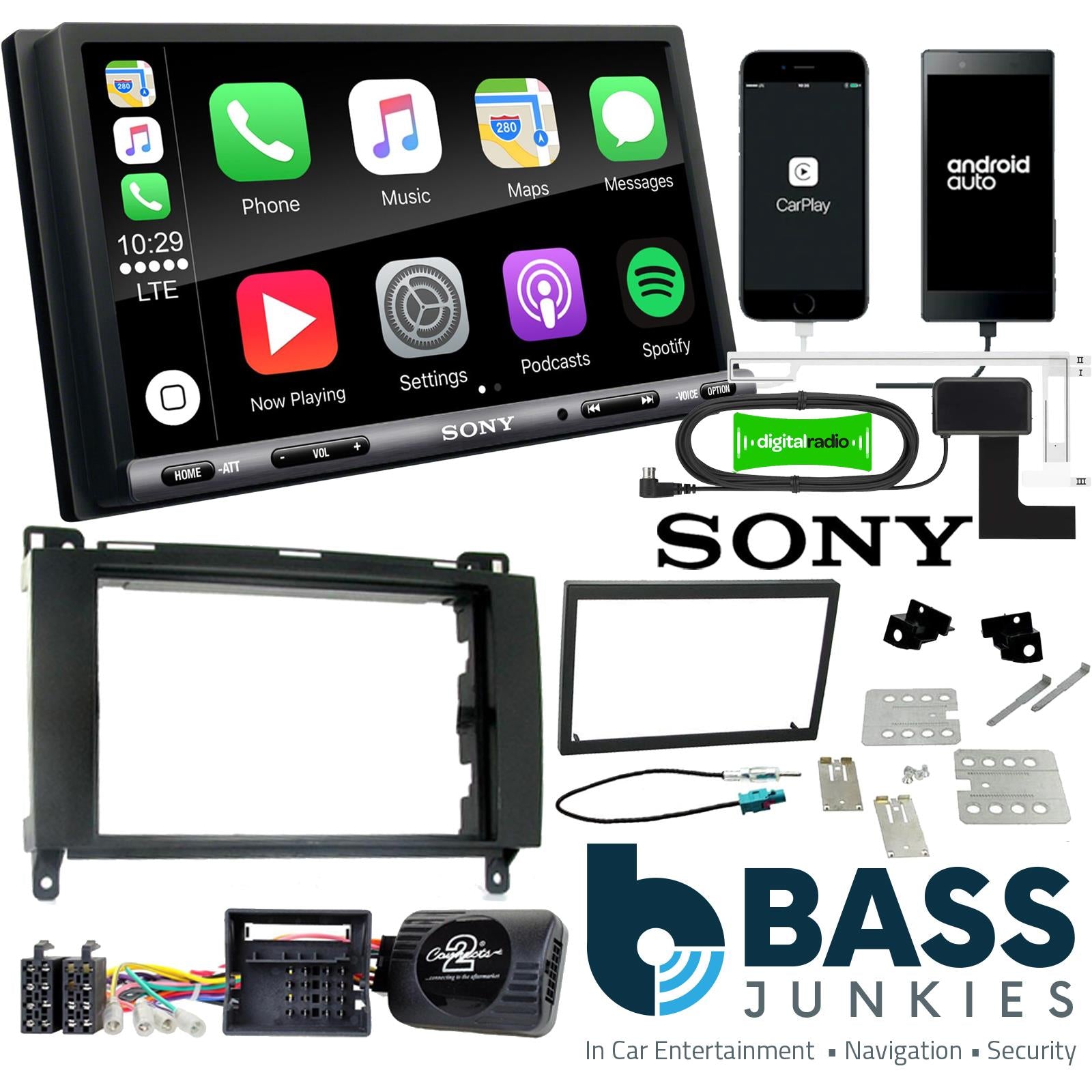 Sony 6.95" Screen Double Din + Fitting Kit - to fit Mercedes Viano 2006-14 | Mercedes Vito 2006-14 | Mercedes A-Class 2004-12 | Mercedes B-Class 2005-11