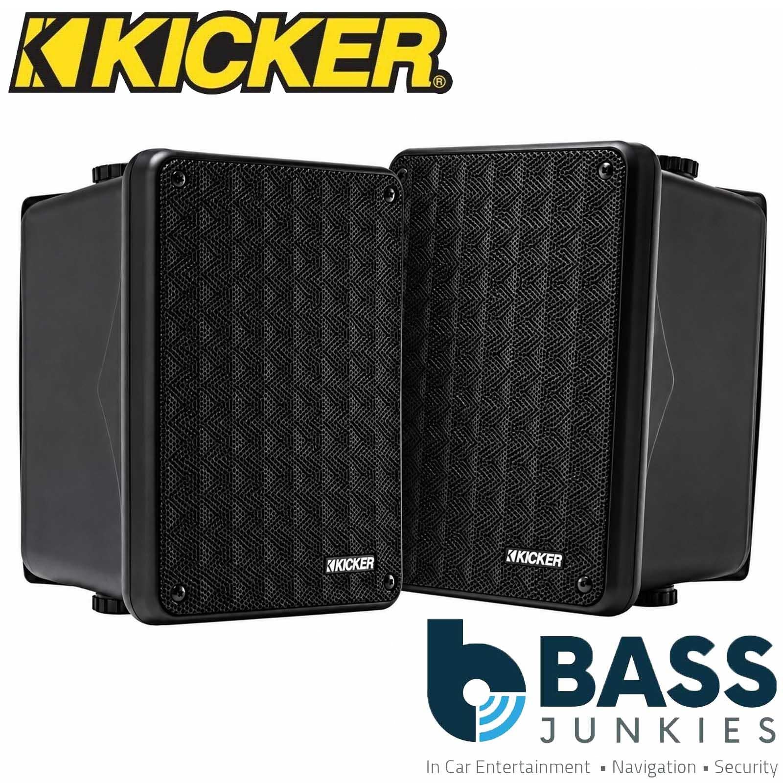 Kicker 46KB6B - 6.5" 300 Watts 2-Way Indoor Outdoor Speakers Black Pair