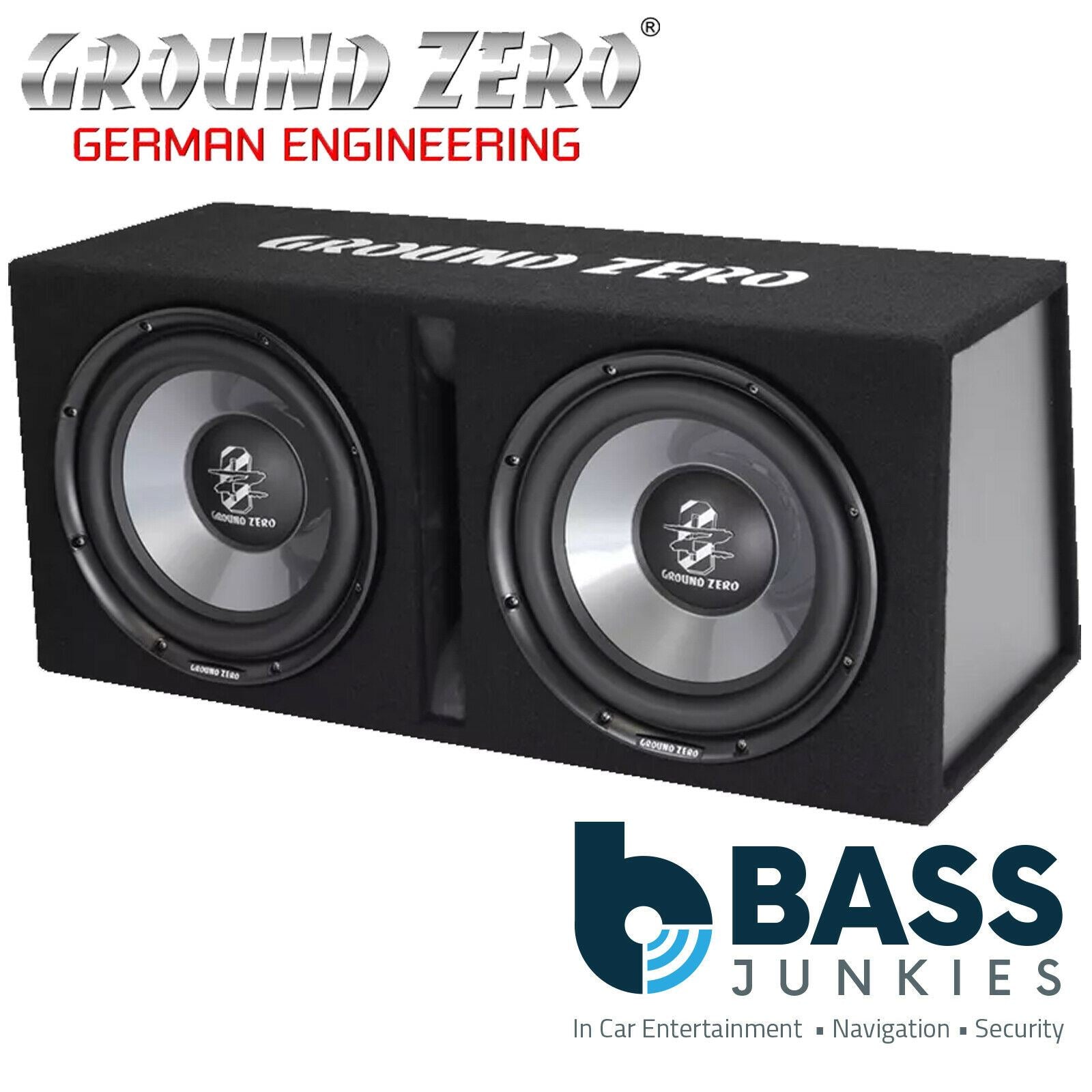 Ground Zero Iridium GZIB 2.300XBR 2x12″ Vented Car Subwoofer Twin Loaded Enclosure Box