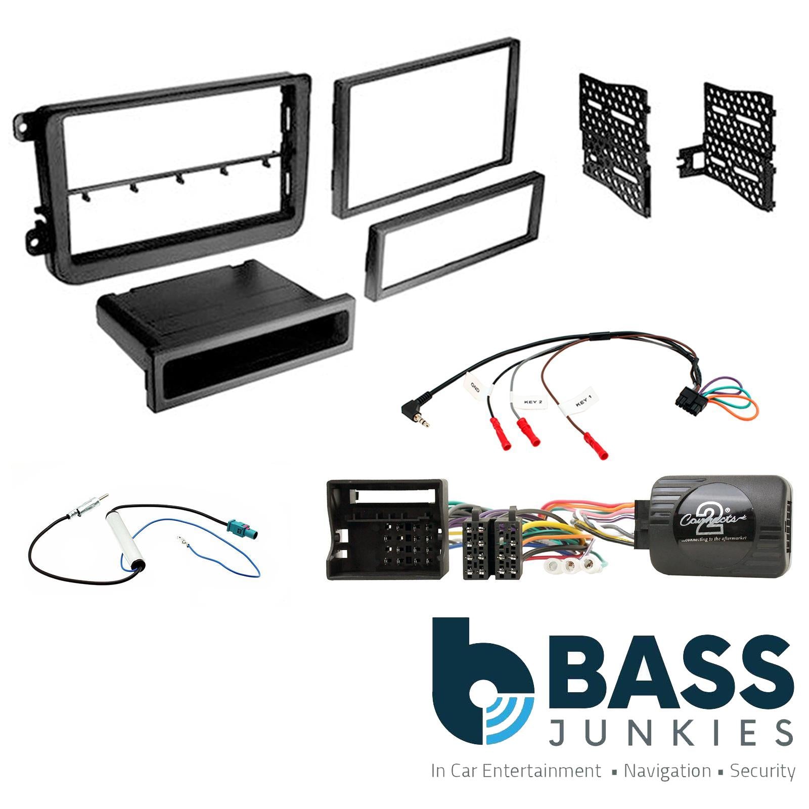 Connects2 CTKVW05 - Volkswagen Passat 2005 - 2015 Single Din or Double Din Fascia & Steering Wheel Interface Installation Kit