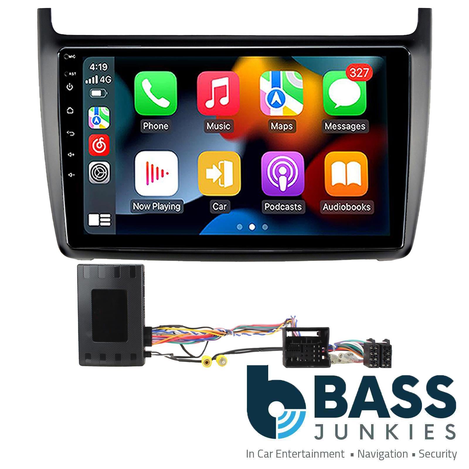 UPGRADED 9" CarPlay Android Car Stereo Black Fascia Kit For Volkswagen Polo 2014 Onwards