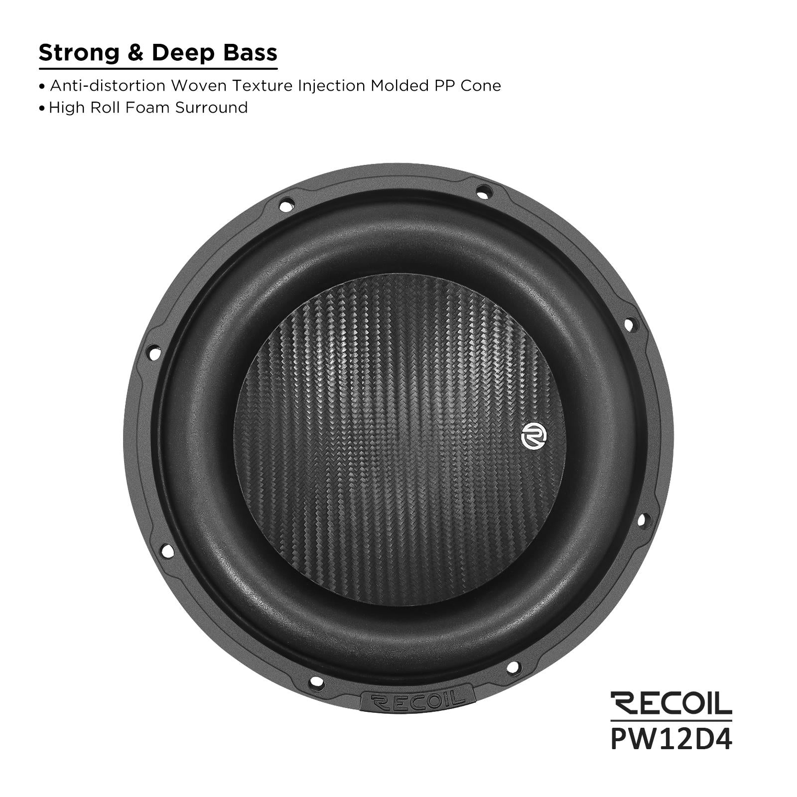 Recoil PW12D4 - 1400 Watts Echo Pro Series 12-Inch Dual 4-ohm Car Subwoofer
