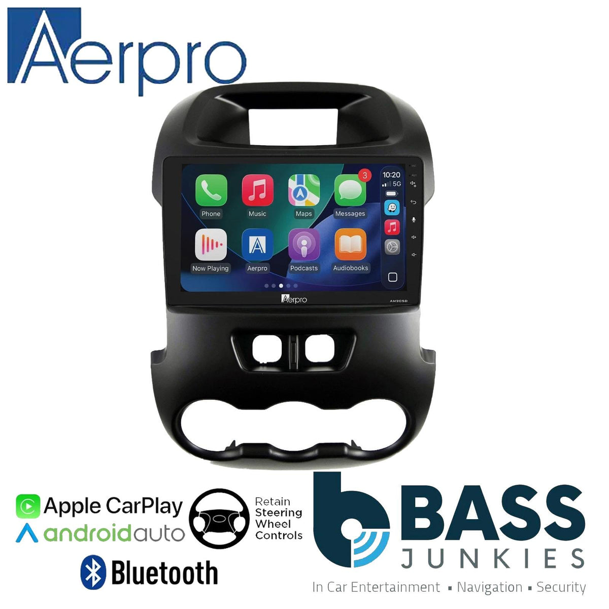 Aerpro 9" DAB CarPlay Android Car Stereo Kit For Ford Ranger & Switches 2012 On