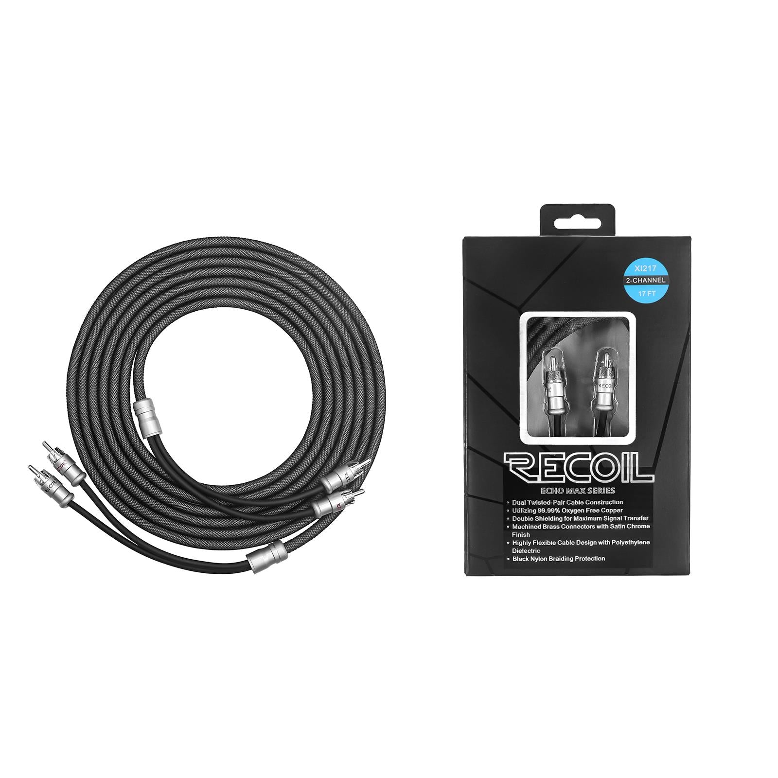 Recoil XI212 - 3 Metre Oxygen Free Copper 2-Channel Car Stereo RCA Phono Cable