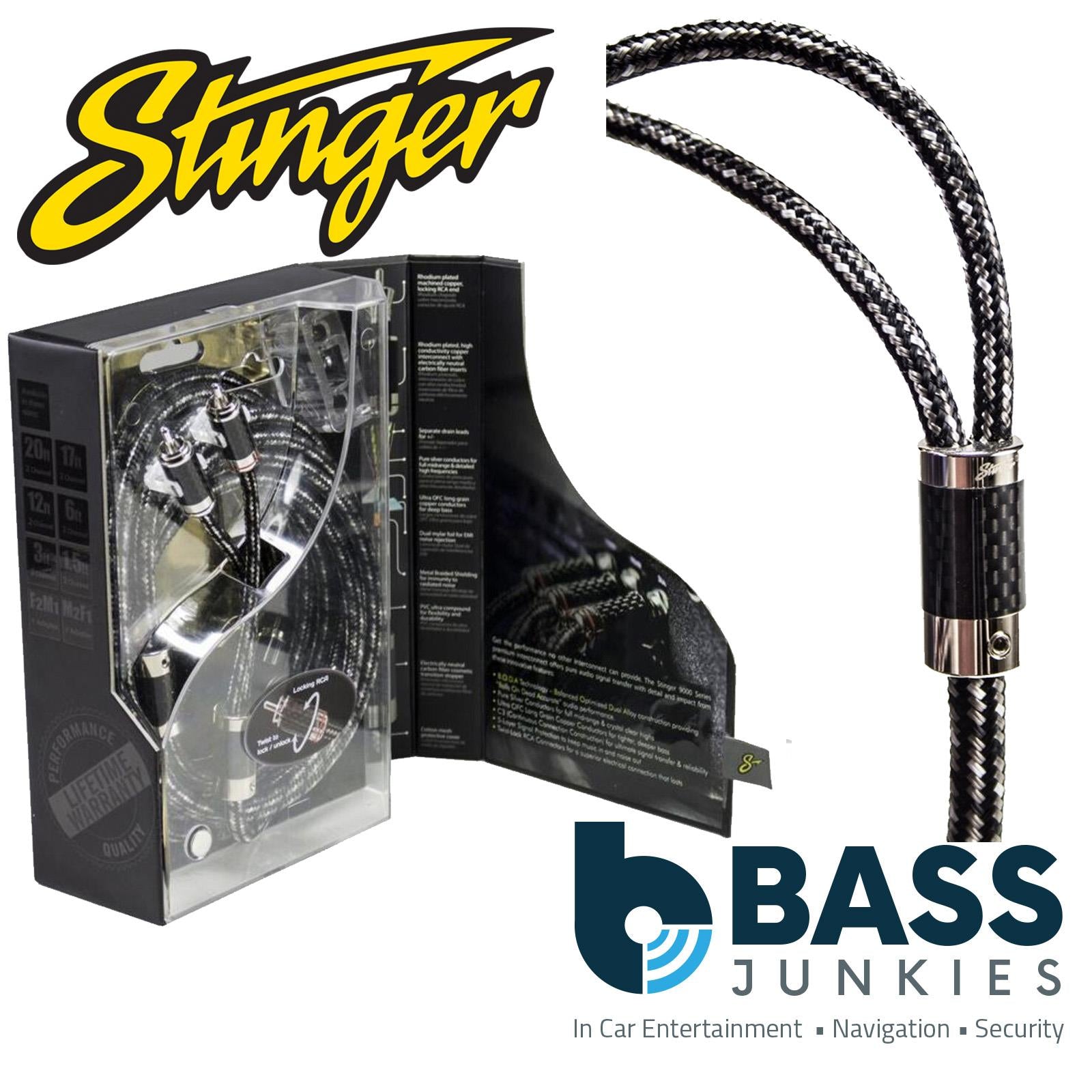Stinger SI9217 - 5m 17ft Audiophile Rhodium Plated Car Stereo RCA Amp Phono Cable