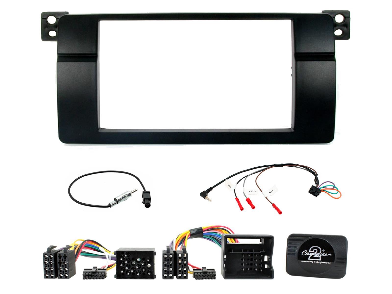 Connects 2 CTKBM03 - BMW 3 Series E46 1998 - 2005 Double Din Facia & Steering wheel Interface Fitting Installation Kit (Center Display)