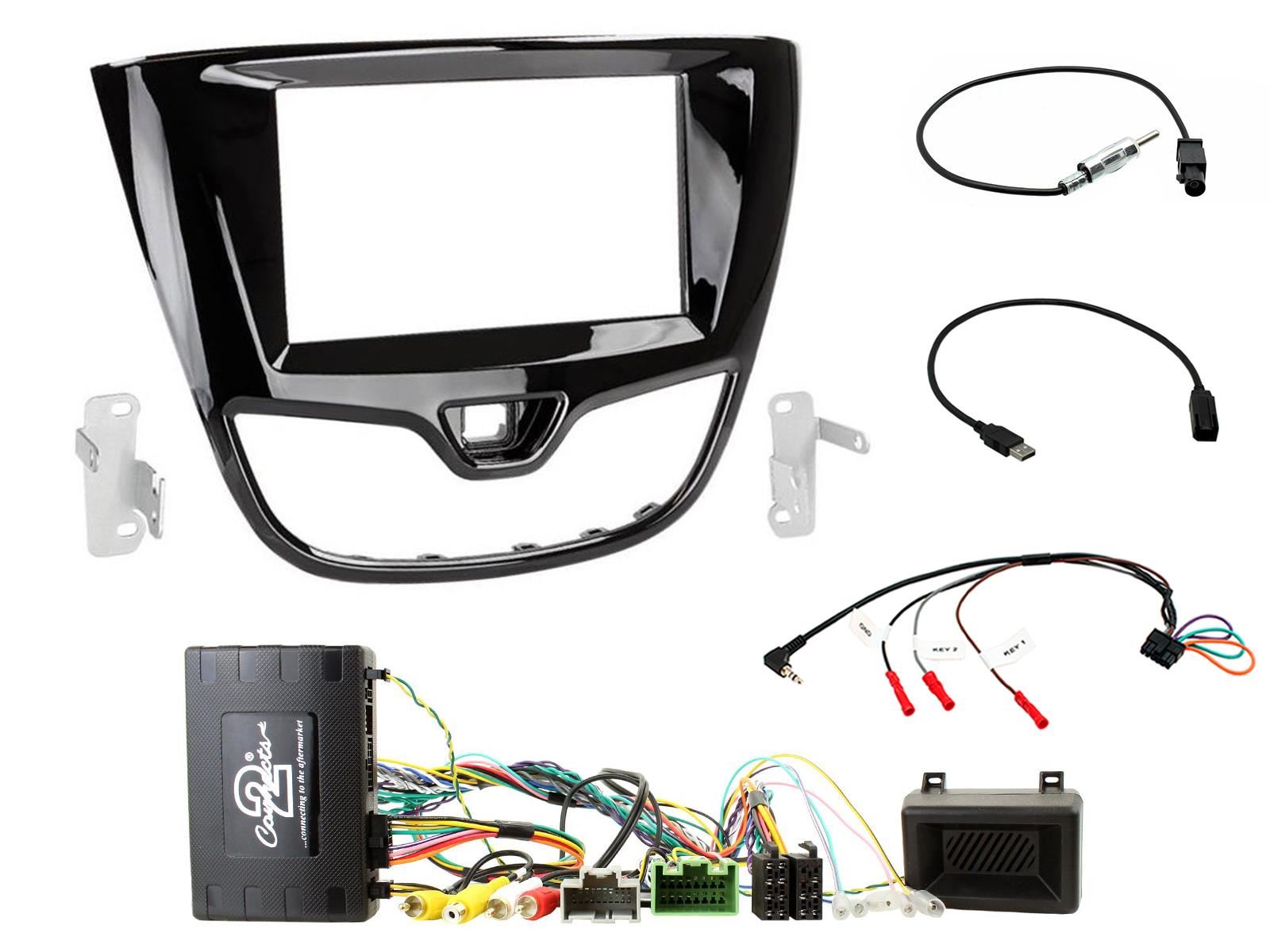 Grundig 6.8" Apple Android Double Din Stereo Fitting Kit + Steering Wheel Stalk Controls to fit Opel Karl 2015- | Vauxhall Viva 2015-