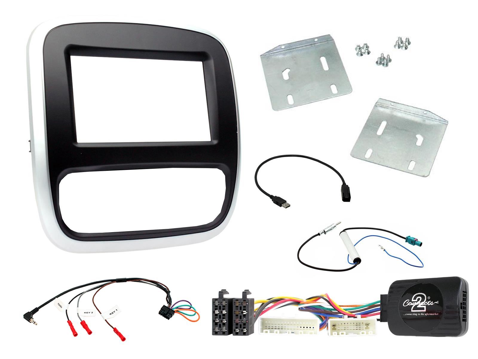 Grundig 6.8" Apple Android Double Din Stereo Fitting Kit + Steering Wheel Stalk Controls to fit Opel Vivaro 2014- | Vauxhall Vivaro 2014-18