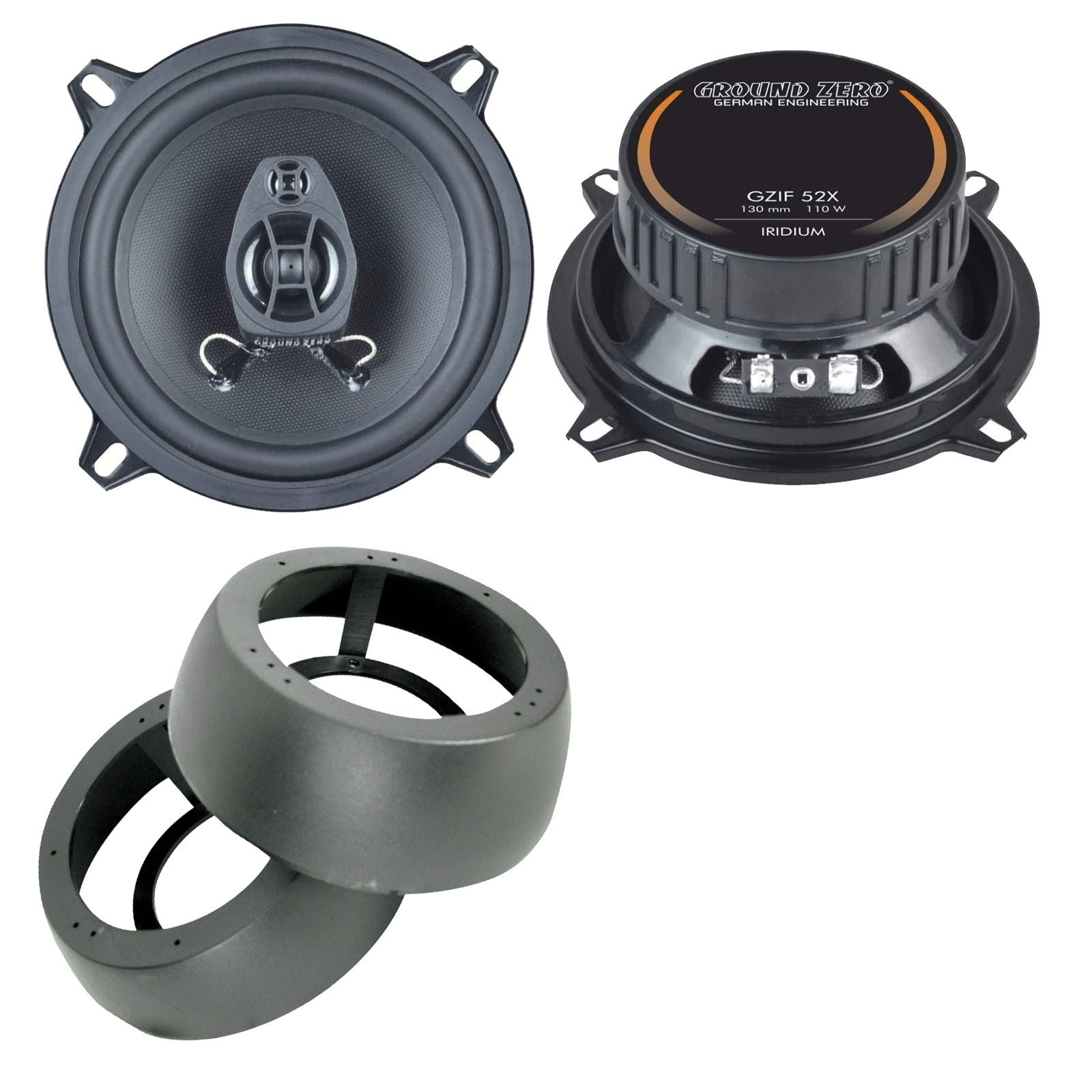 Ground Zero 2-Way 130mm/13cm/5.25" Car Coaxial Speakers (Pair Max 220 Watts) Fits Universal