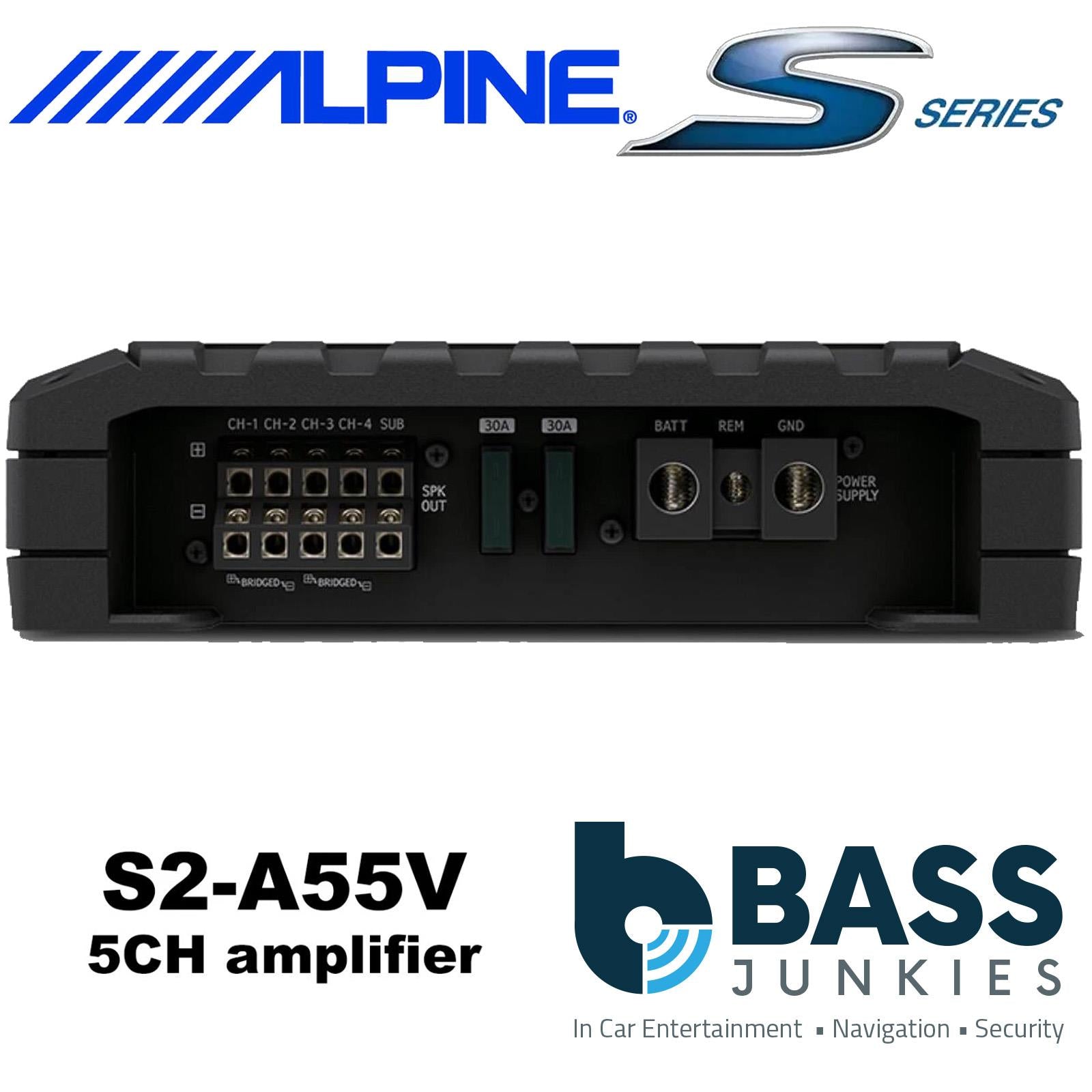 Alpine S2-A55V - 540 Watts 5 Channel Class D Car Speaker & Subwoofer Car Amplifier