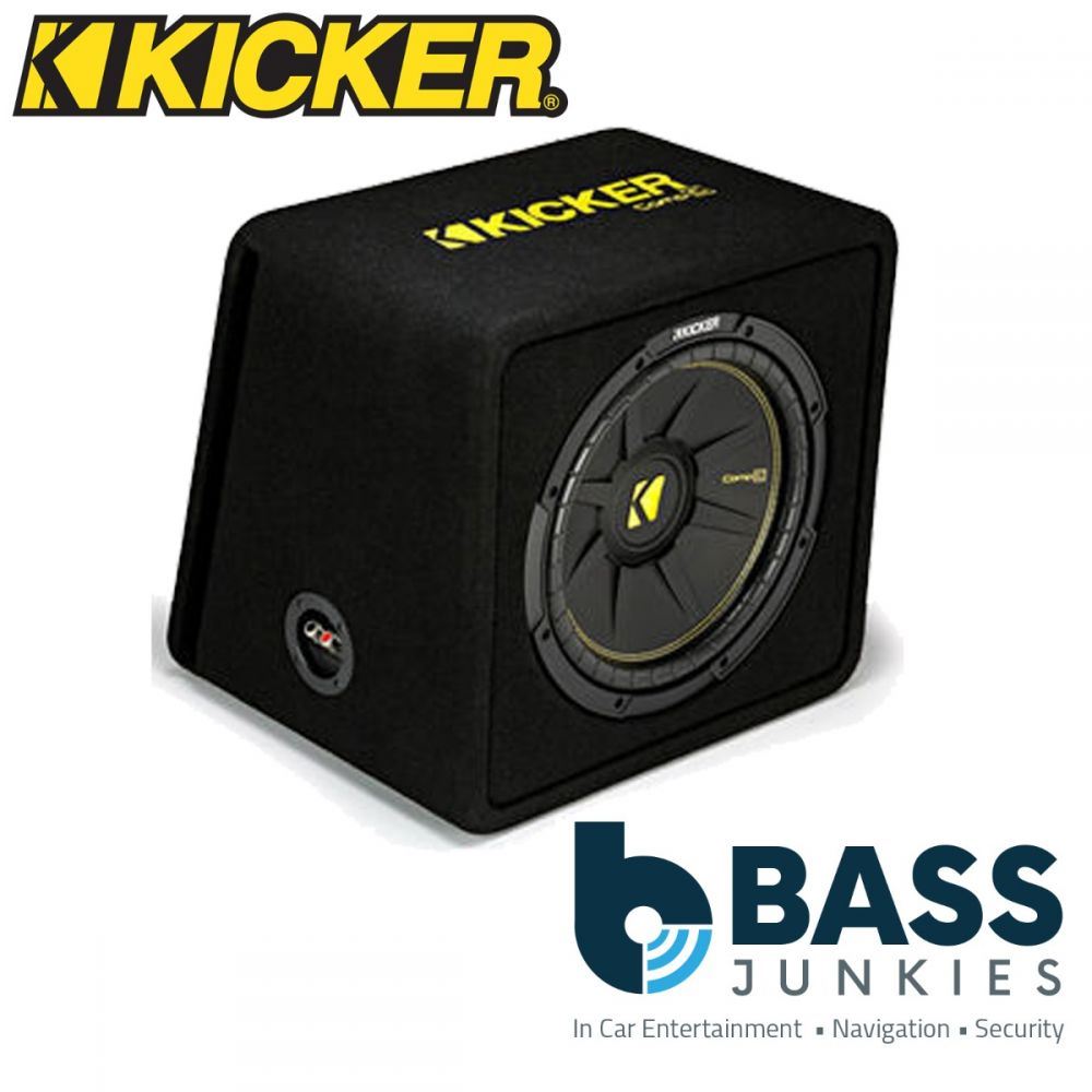 Kicker 44VCWC124 - CompC 12" 600 Watts 4 Ohm Ported Car Subwoofer Enclosure & Kicker CXA300.1 300 Watts Monoblock Class D Car Amplifier