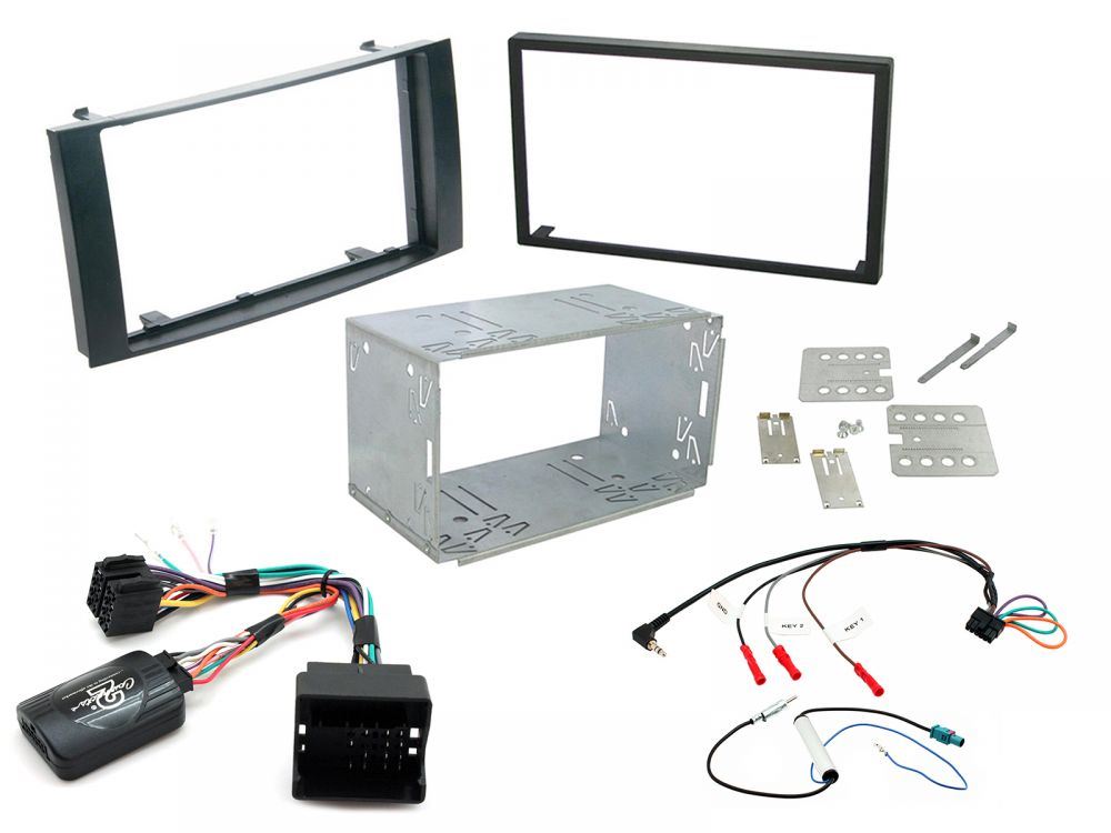Connects2 CTKVW03 - Volkswagen Toureg 2004 - 2010 Double Din Fascia & Steering Wheel Interface Installation Kit