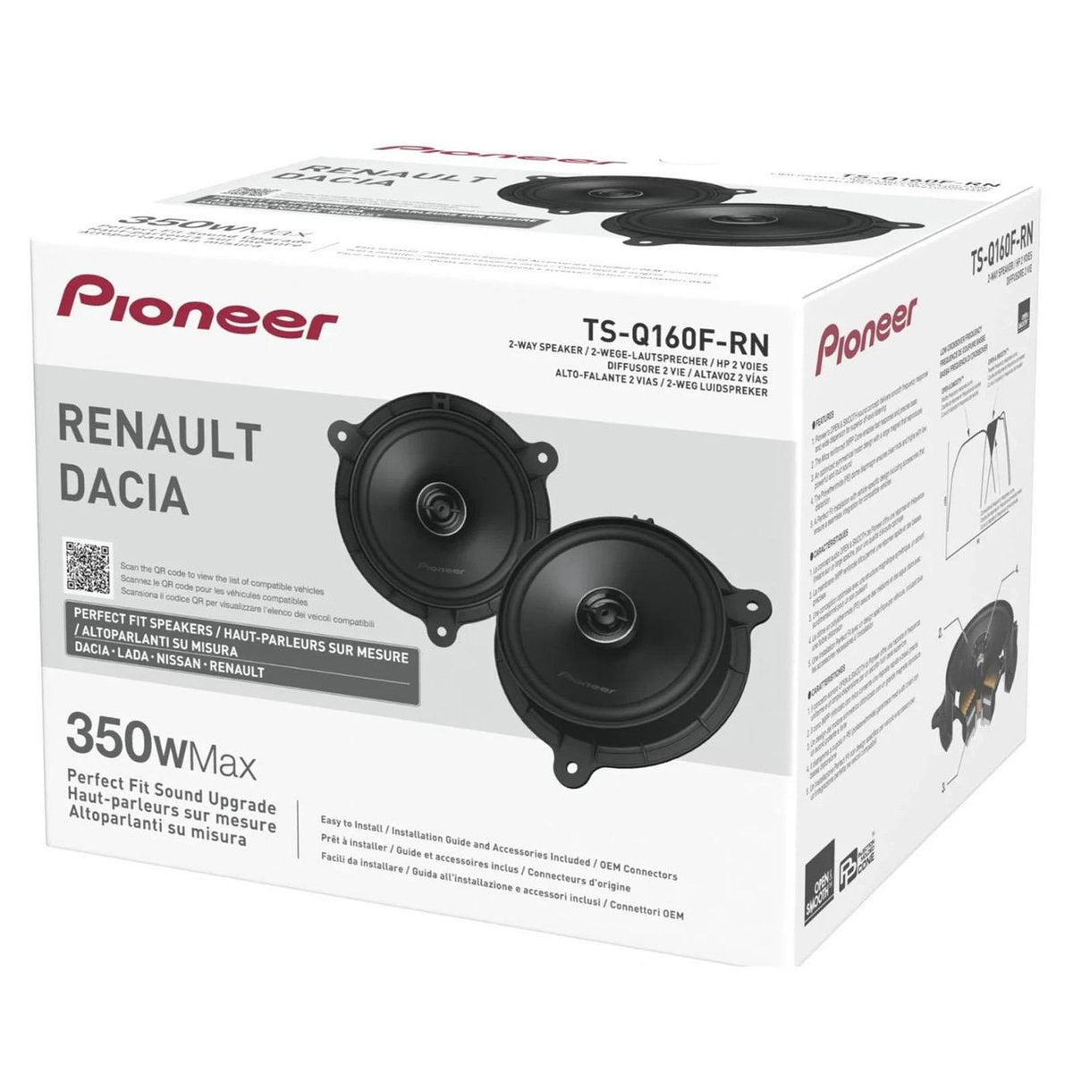 Pioneer TS-Q160F-RN - 700 Watts 2 Way Coaxial Car Speakers For Renault Nissan Dacia