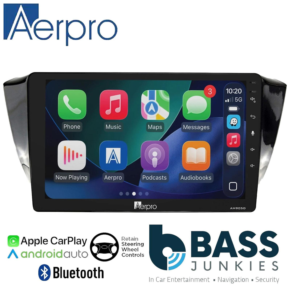 Aerpro 9" DAB CarPlay Android Car Stereo Kit For Skoda Superb Black 16 Onwards