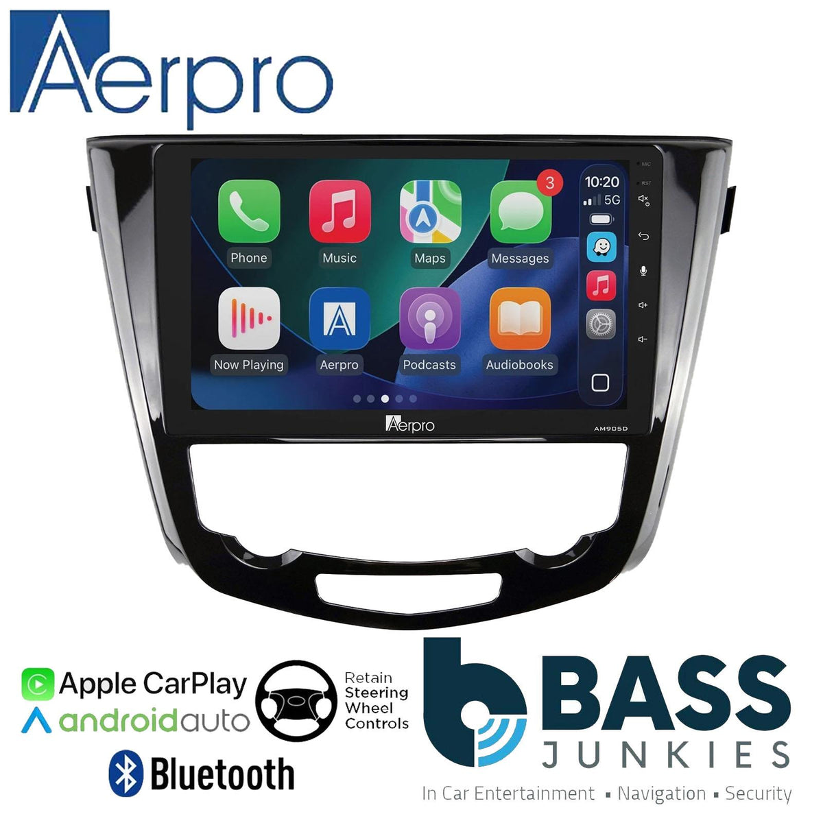 Aerpro 9" DAB CarPlay Android Car Stereo Kit For Nissan X-Trail Black 2014