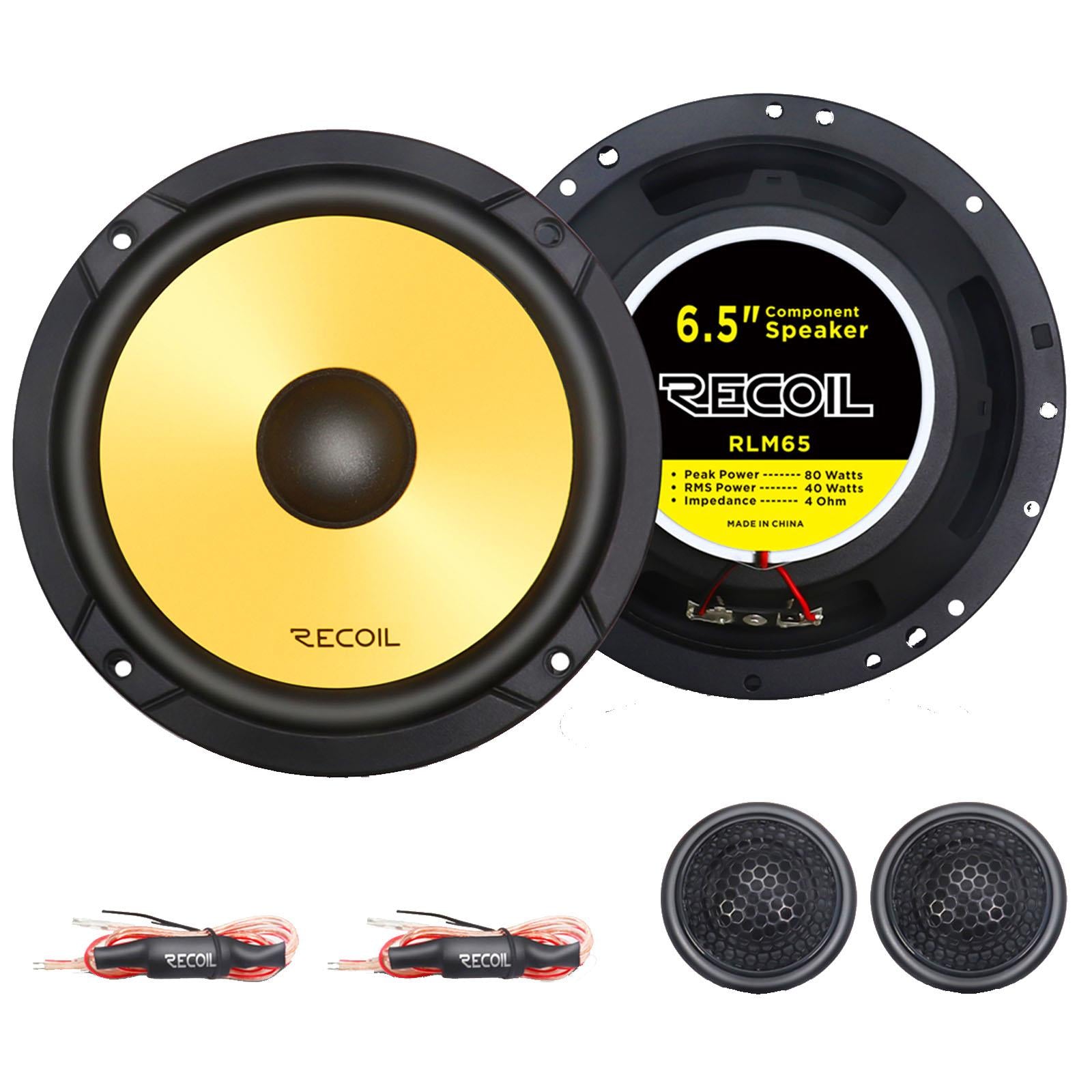 Recoil RLM65 - 6.5" 17cm 160 Watts Component Kit Car Door Speakers & Tweeters