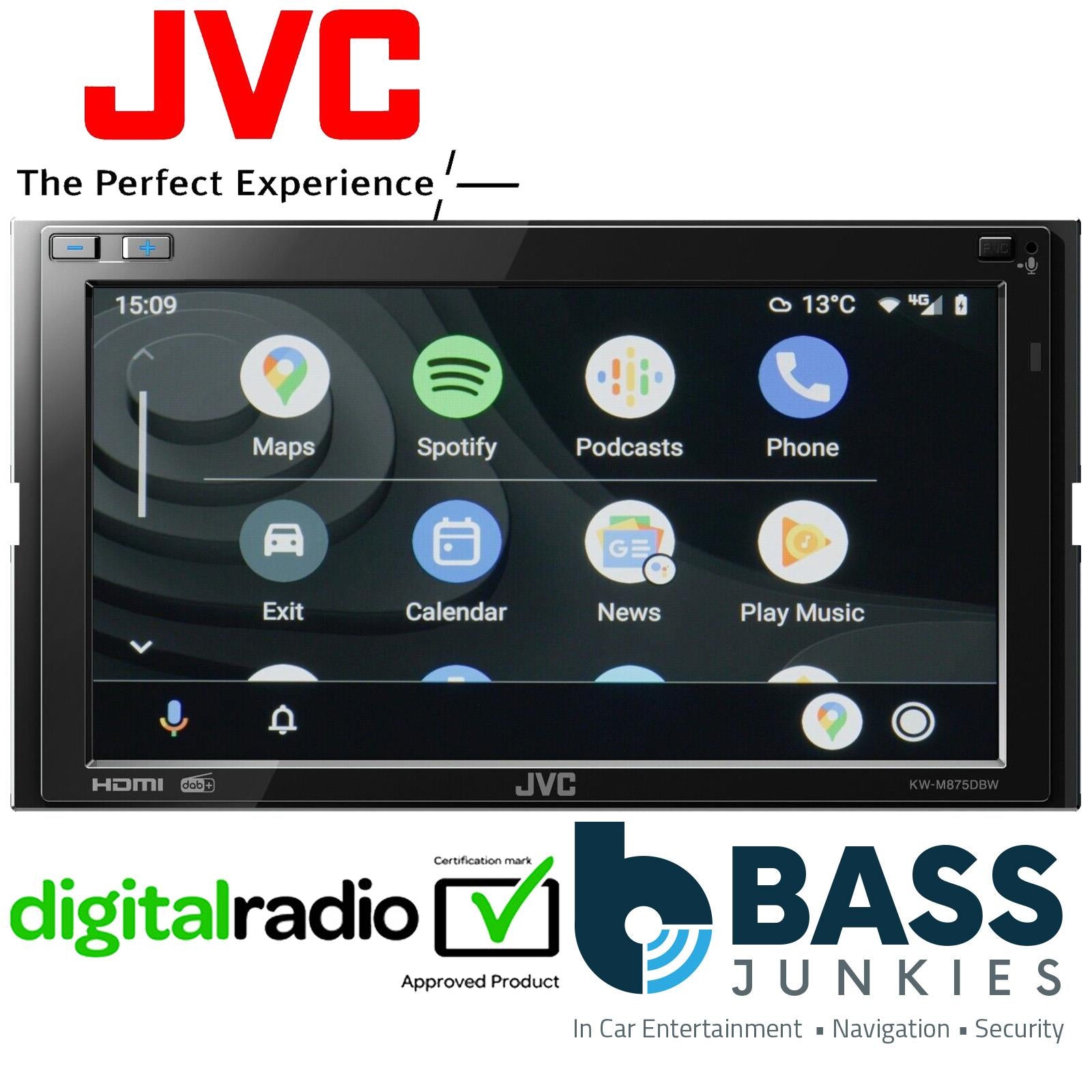 JVC KW-M875DBW Digital Media Receiver USB BT Apple CarPlay Android Auto + Aerial