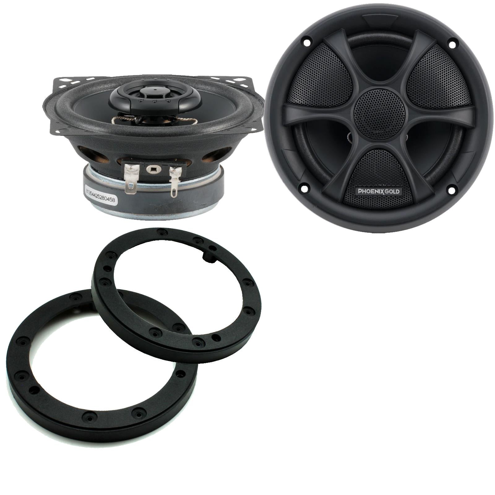 Phoenix Gold RX4CX 160W Coaixal Speakers Supplied with Brackets for Universal 10cm spacer rings  [<]