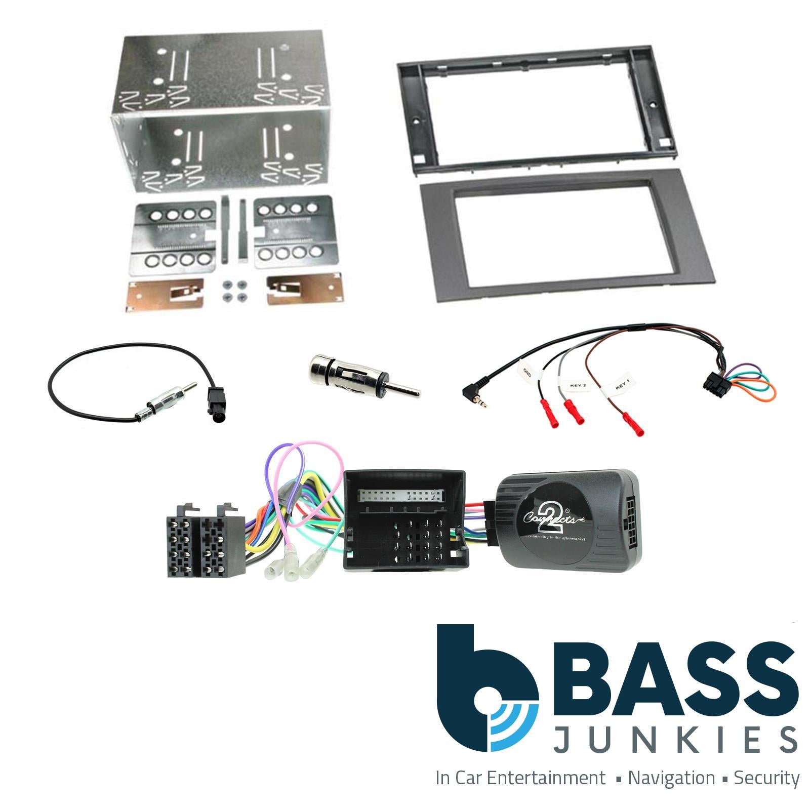 Connects2 Double Din Stereo fitting kit Ford Galaxy 06-15 | S-Max 06-14  | C-Max 03-10  | Fiesta 05-08 | Focus 04-07 | Fusion 05-12 | Kuga 08-12  | Transit 06-13 Vehicle Screen Steering Controls