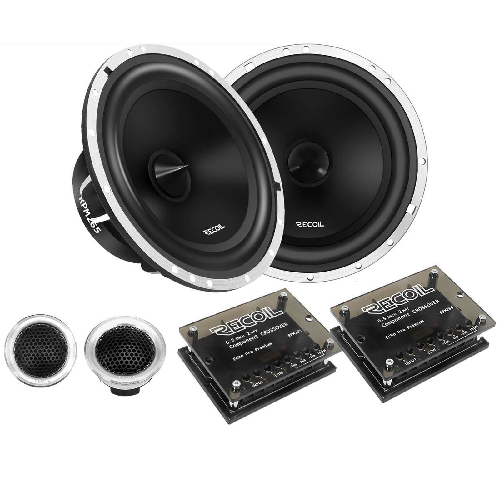 Recoil RPM265 - 6.5" 2 Way 240 Watts Component Car Door Speakers & Tweeters