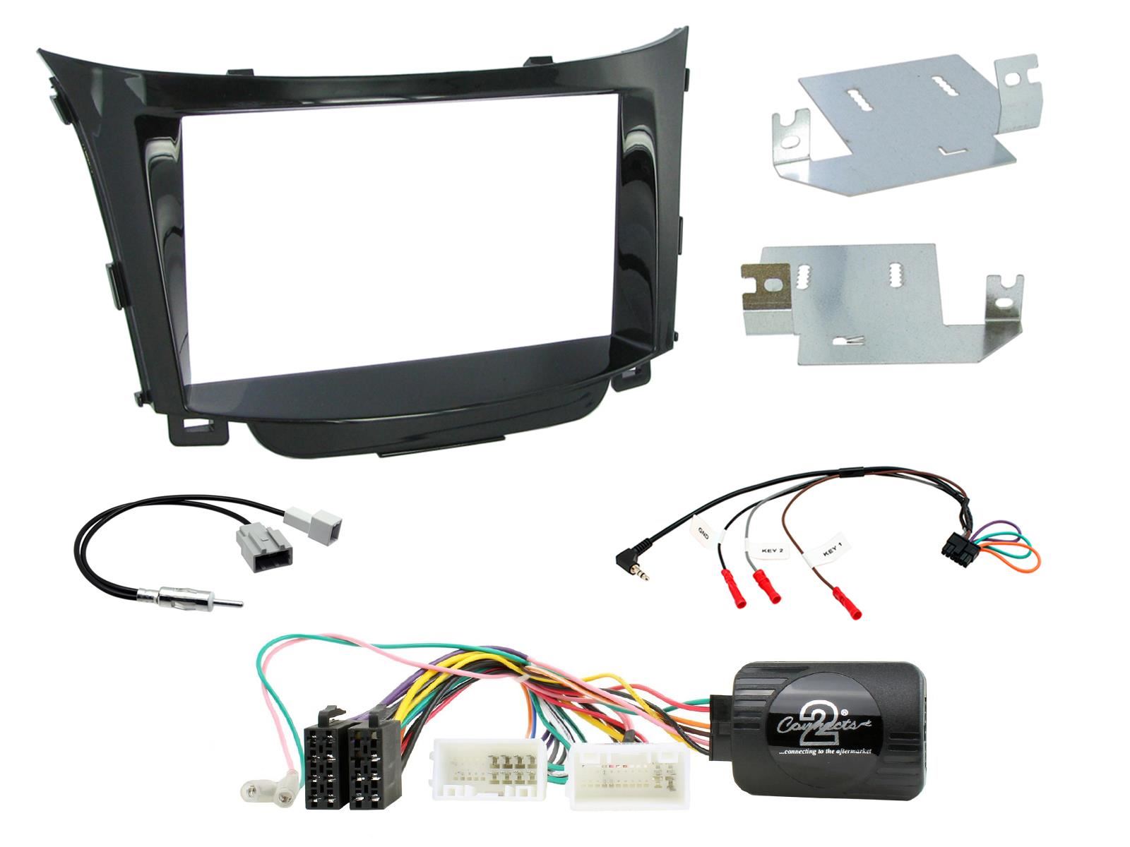 Grundig 6.8" Apple Android Double Din Stereo Fitting Kit + Steering Wheel Stalk Controls to fit Hyundai i30 2012-17