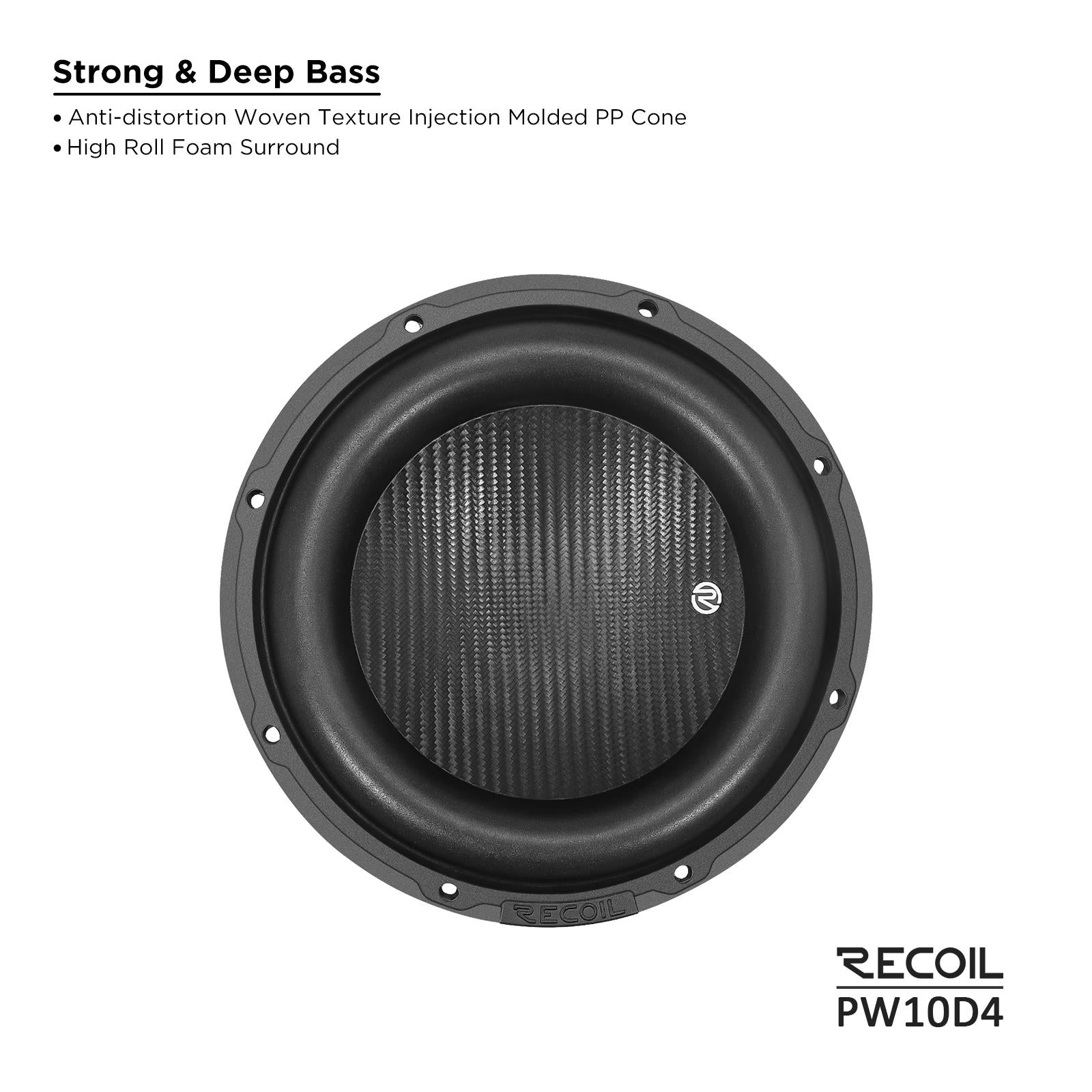 Recoil PW10D4 - 1200 Watts Echo Pro Series 10-Inch Dual 4-ohm Car Subwoofer