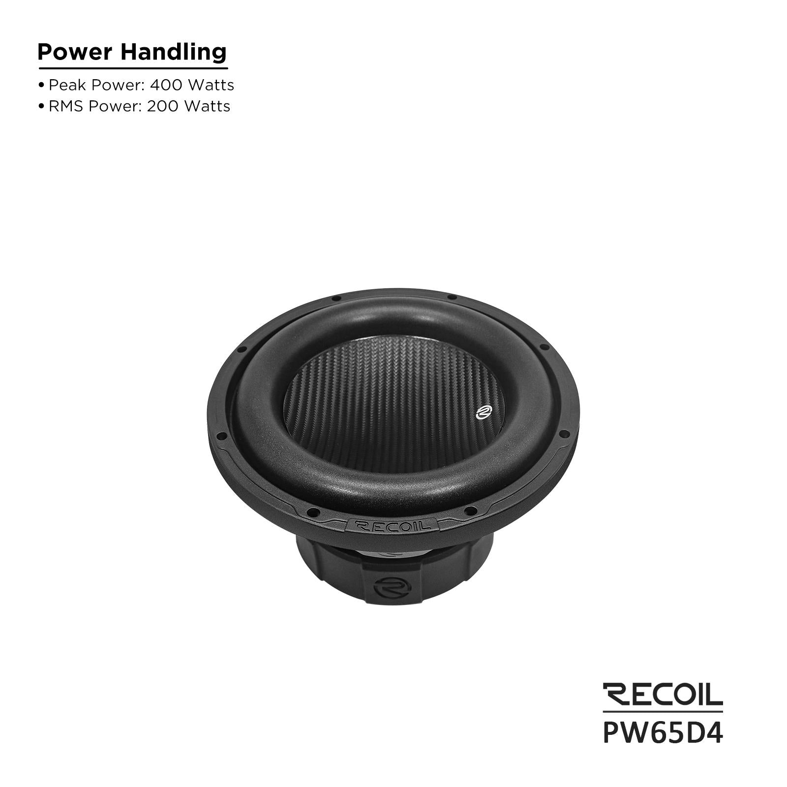 RECOIL PW65D4 - 400 Watts 6.5" 17cm Echo Pro Series Dual 4 Ohm Car Subwoofer