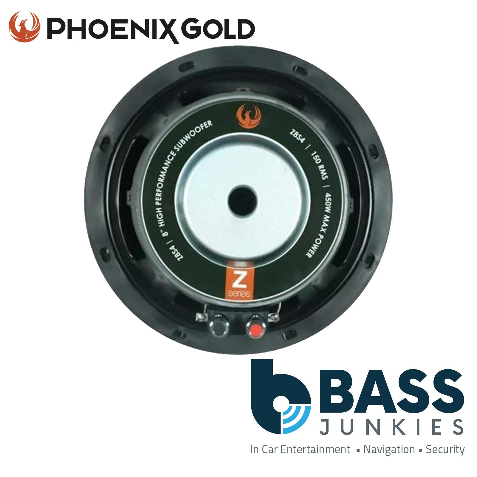 Phoenix Gold Z8S4 - 450 Watts 20cm 8" Inch 4 Ohm Single Voice Coil Car Subwoofer