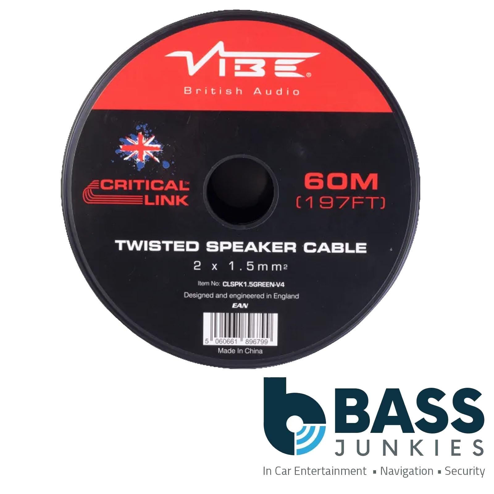 Vibe Critical Link - CLSPK1.5GREEN-V4 60m Green Twisted Car Audio Speaker Cable