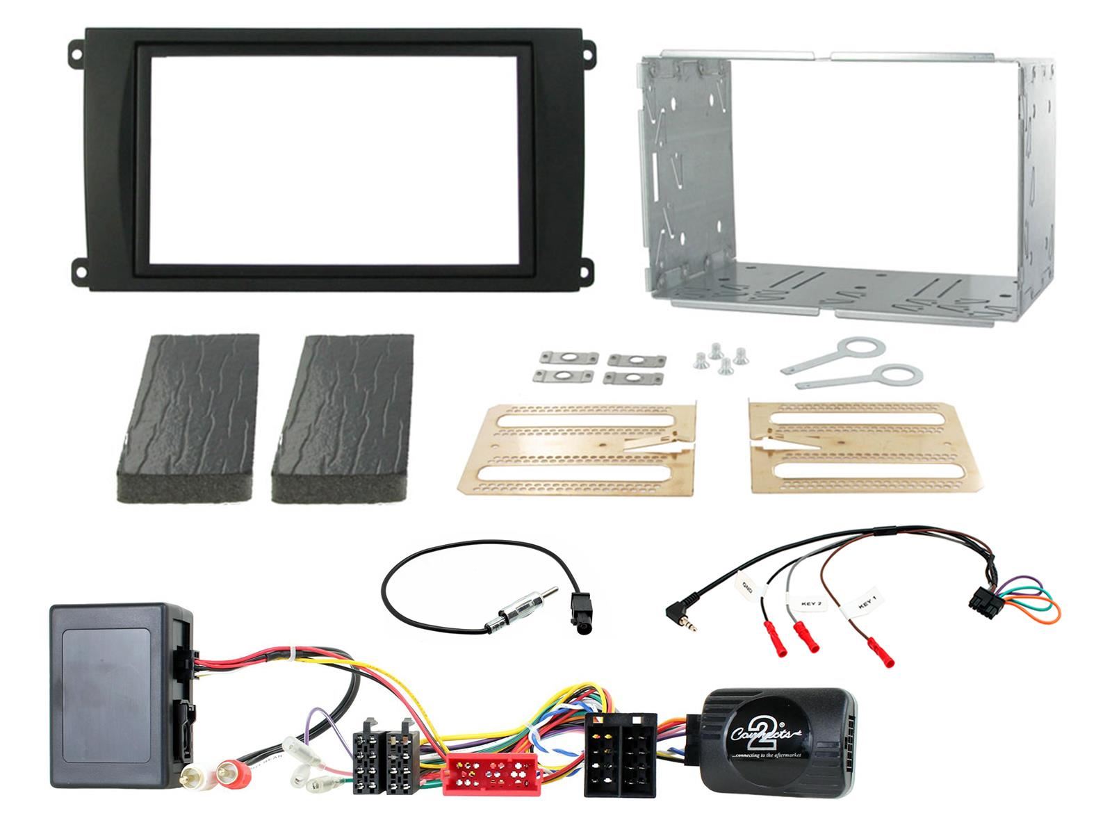 SONY DAB+ Apple | Android Double Din Stereo Fitting Kit + Steering Wheel Stalk Controls to fit Porsche Cayenne 2002-07