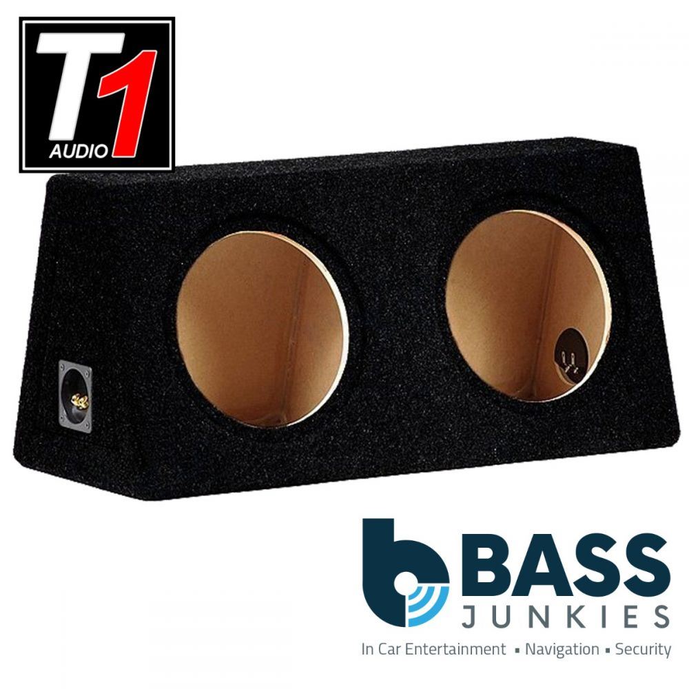 T1 Audio - 10" Sealed Double Enclosure Fully Carpeted MDF Car Sub Subwoofer Bass Box - Black