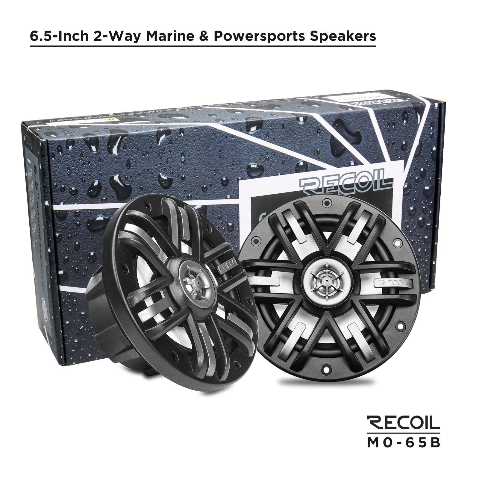 Recoil M0-65B - 240 Watts 6.5" 2 Way Marine Boat Car Speakers with Black Grilles